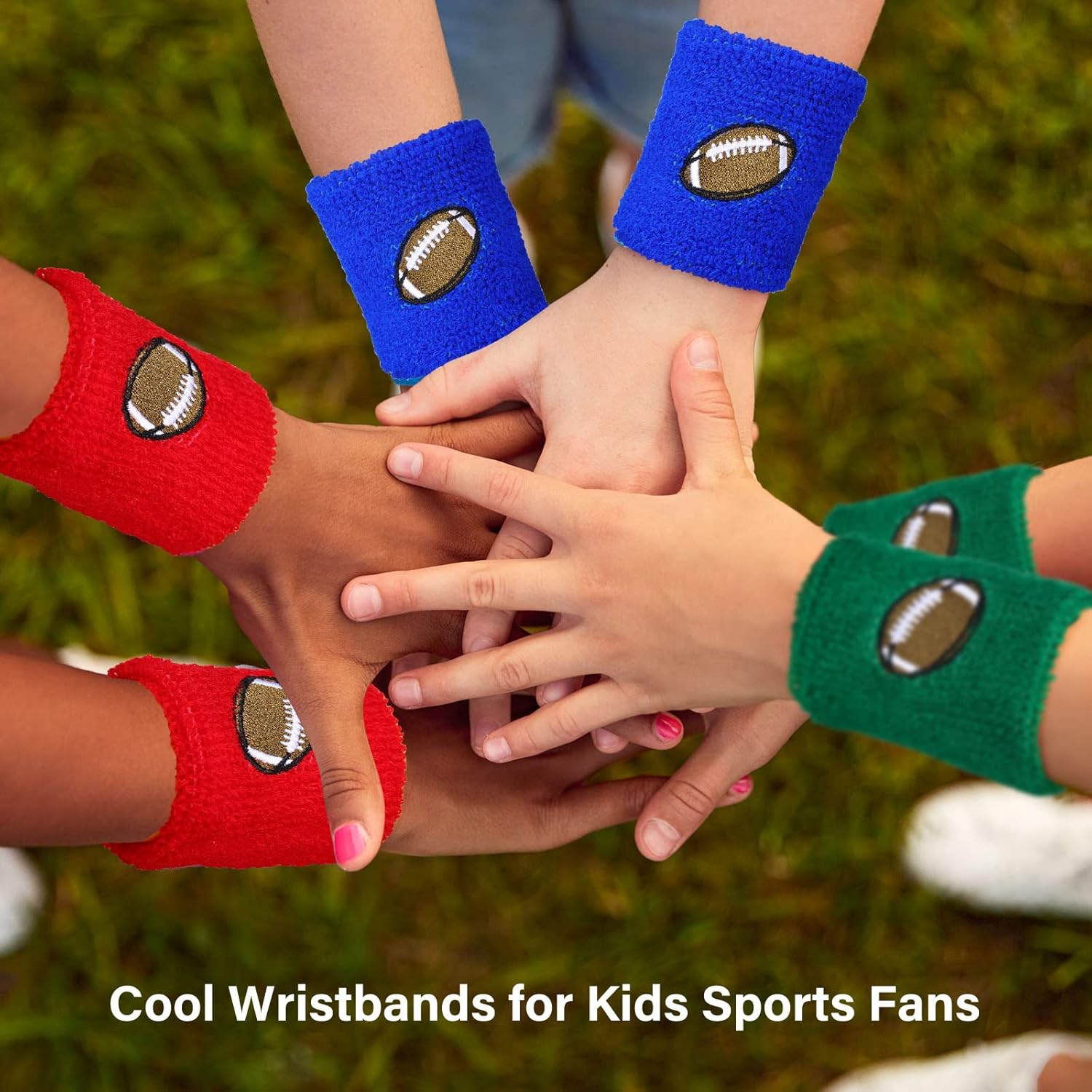 24 Pieces Kids Sports Wristbands 6 Colors Football Sports Party Favor Colorful Wrist Sweatbands Cloth Wristbands for Birthday Party Sports Party - Image 5