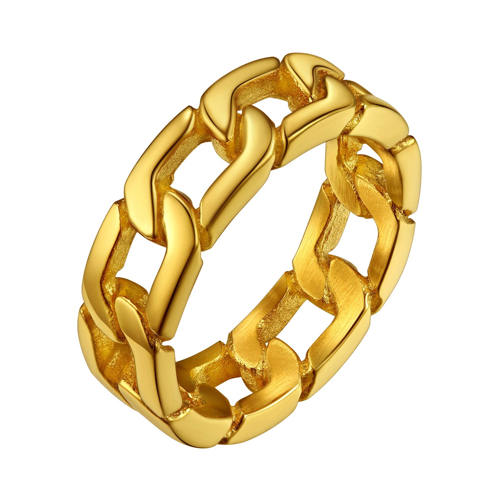 Richsteel Anillos Trenzados de Cadenas Cuabanas Color Platino/Dorado/Gris/Negro, Tallas 14.5-32.5