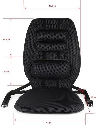 Miniatura 6 de FOMI Cojín de asiento de gel y soporte de espalda ajustable  Almohada lumbar de colocación flexible para torácico superior inferior, coxis, alivio