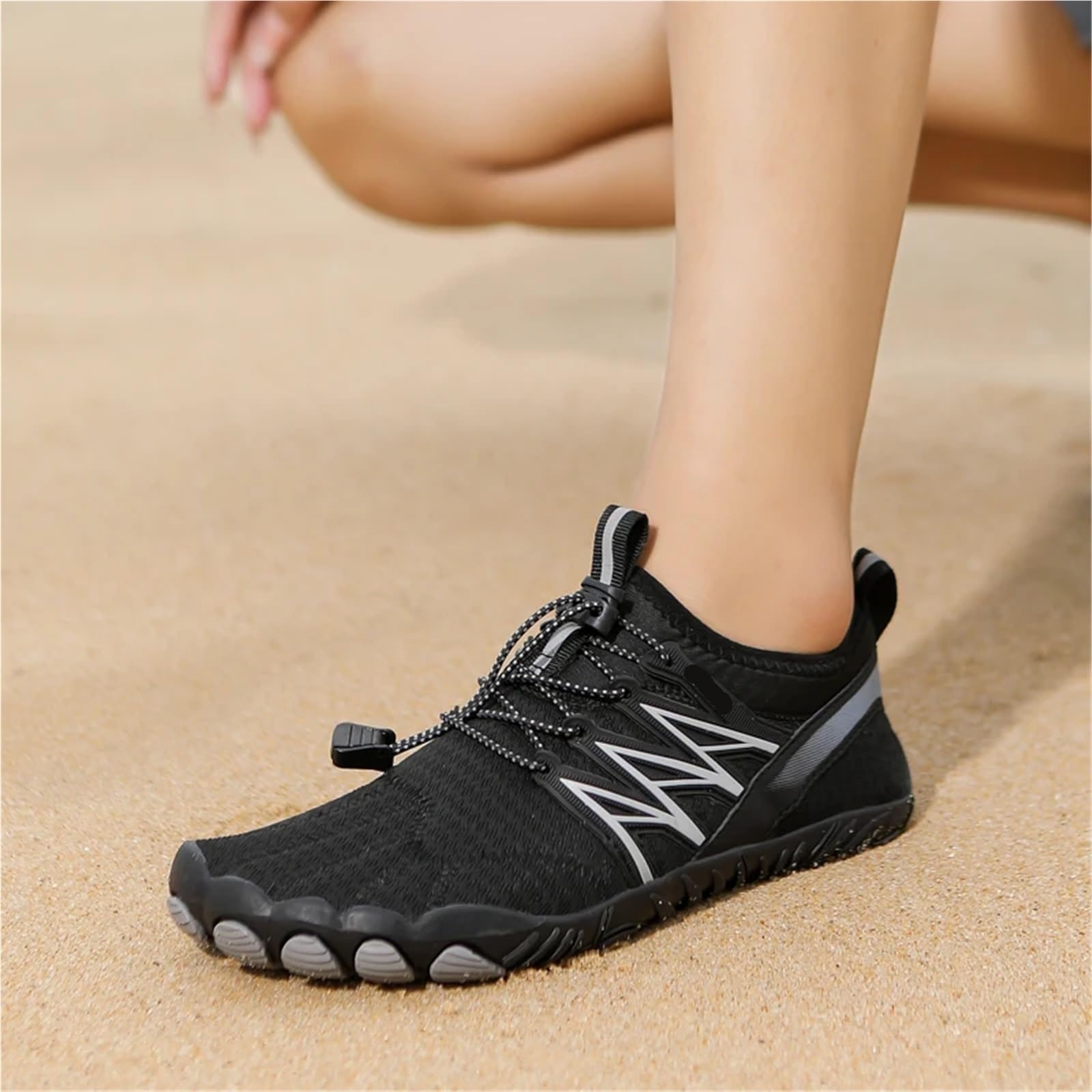 Zapatos de Agua de Secado rápido, Zapatos de Agua Descalzos for Hombres, Zapatillas de Playa Antideslizantes for Mujeres, Zapatillas Deportivas de Verano para Hacer Deporte(Black,46)