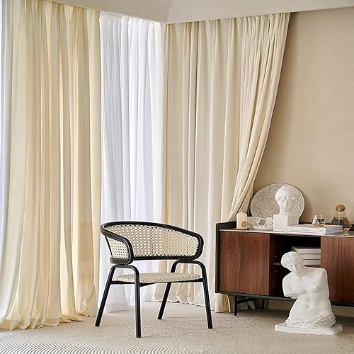 Miniatura 2 de LETAU Cortinas opacas plisadas con forro de 108 pulgadas de largo, cortinas térmicas con peso de terciopelo de lujo, 52 pulgadas de ancho x 108