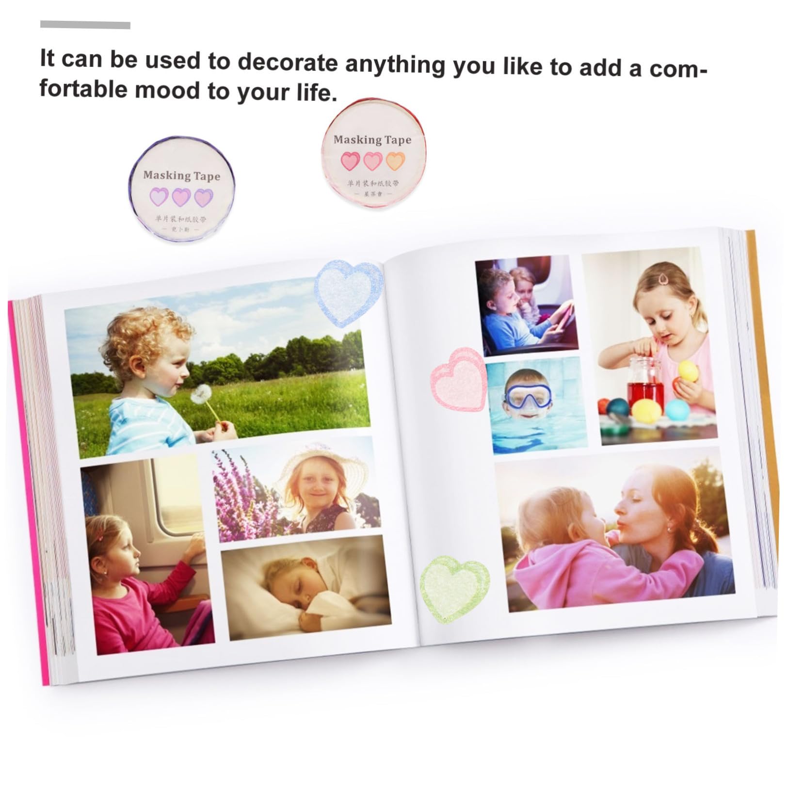 STOBOK 18 Nastro Washi Decorativo Forma Di Cuore Adesivi Per Scrapbooking e Fai Da Te Per Occasioni Speciali e Decorazioni Di