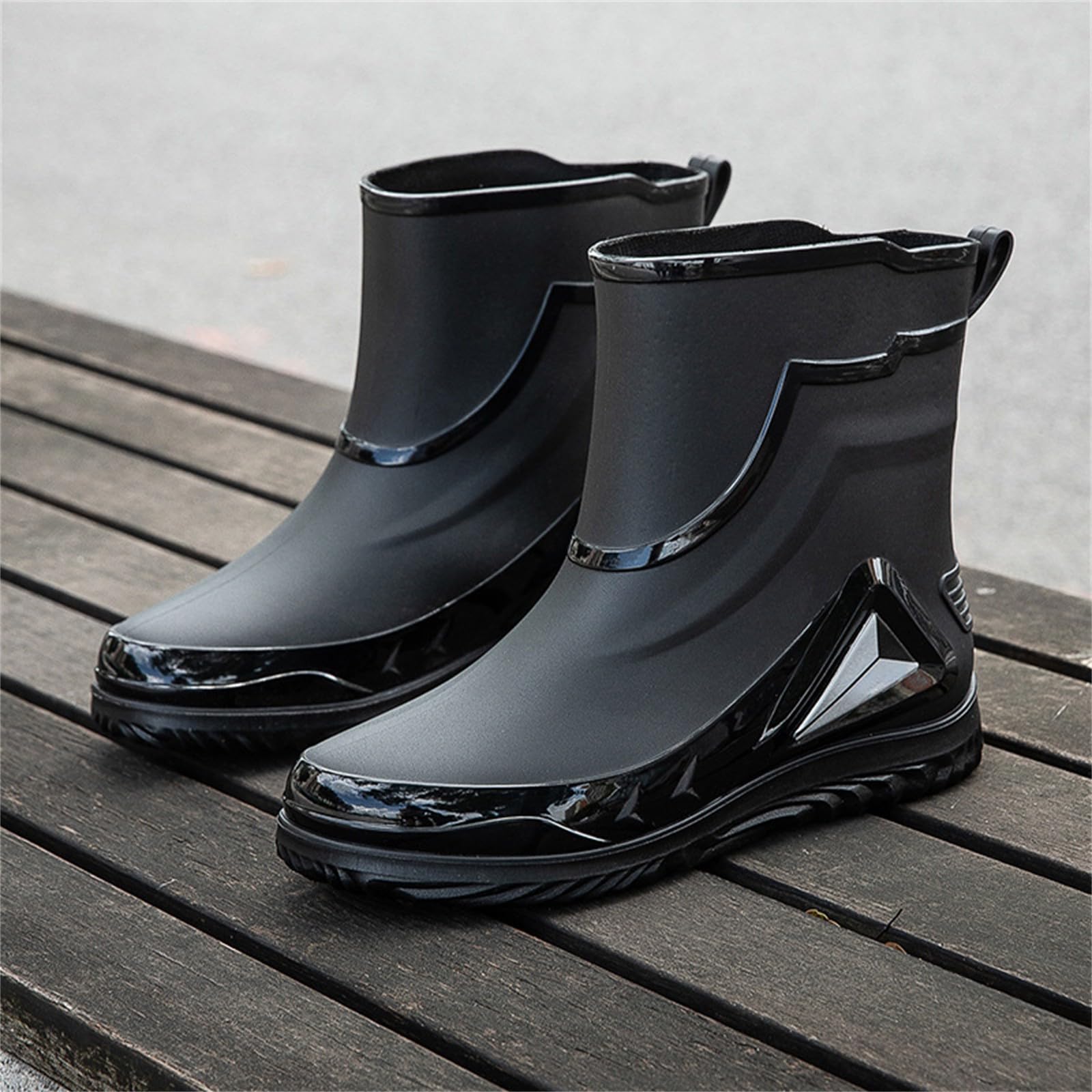 Generisch Botas de lluvia cortas para hombre Botas ligeras para hombre Botas de verano hasta el tobillo para hombre Botines antideslizantes Botas de goma cómodas Botas de agua hasta el tobillo Botas