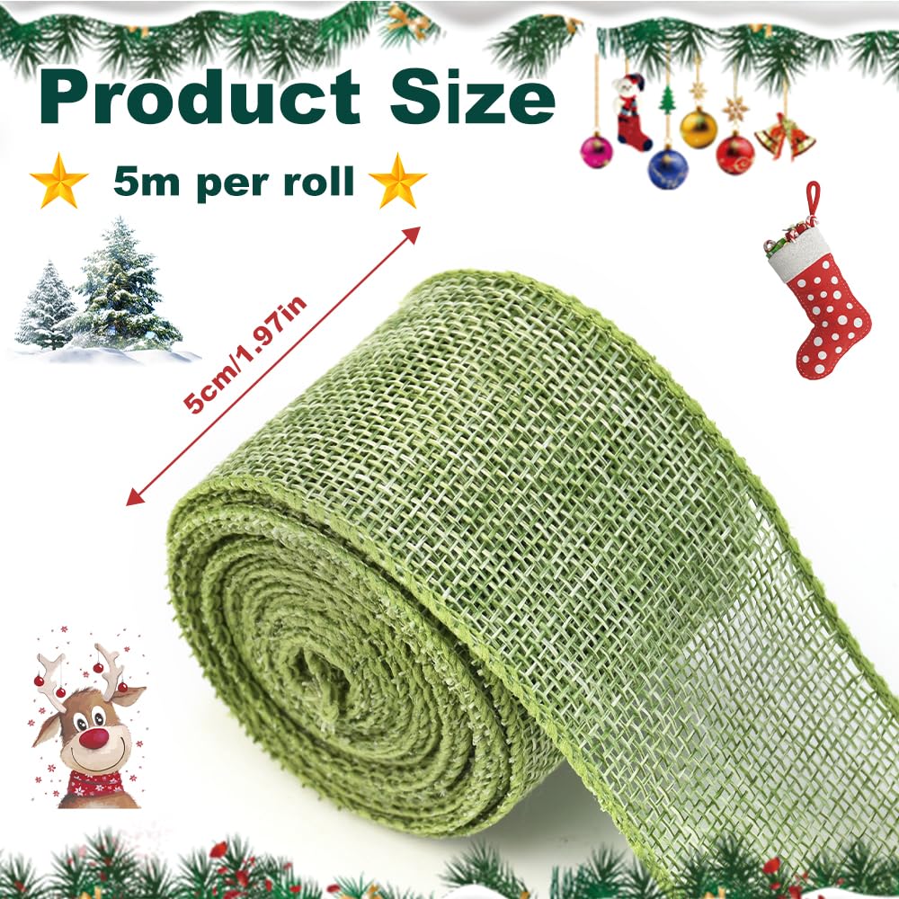 KITERI 2 Roll Burlap Fabric Craft Ribbon - Image 2
