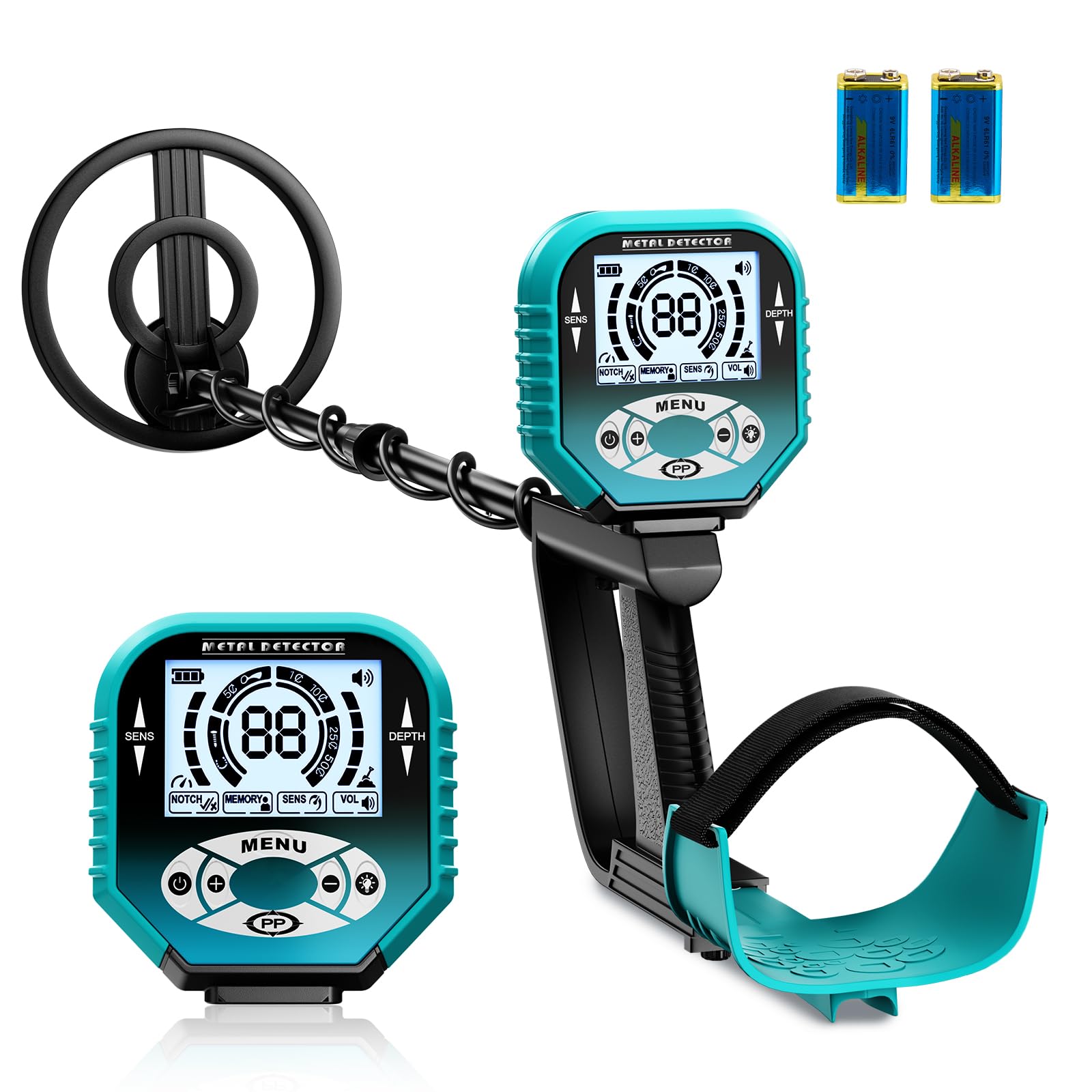 Détecteur de métaux pour Adultes et Enfants, Professionnel léger, Bobine étanche IP68 20 cm, 3 Modes de Recherche, LCD rétroéclairé, Profondeur 25 cm pour Plage et Jardin (Bleu)