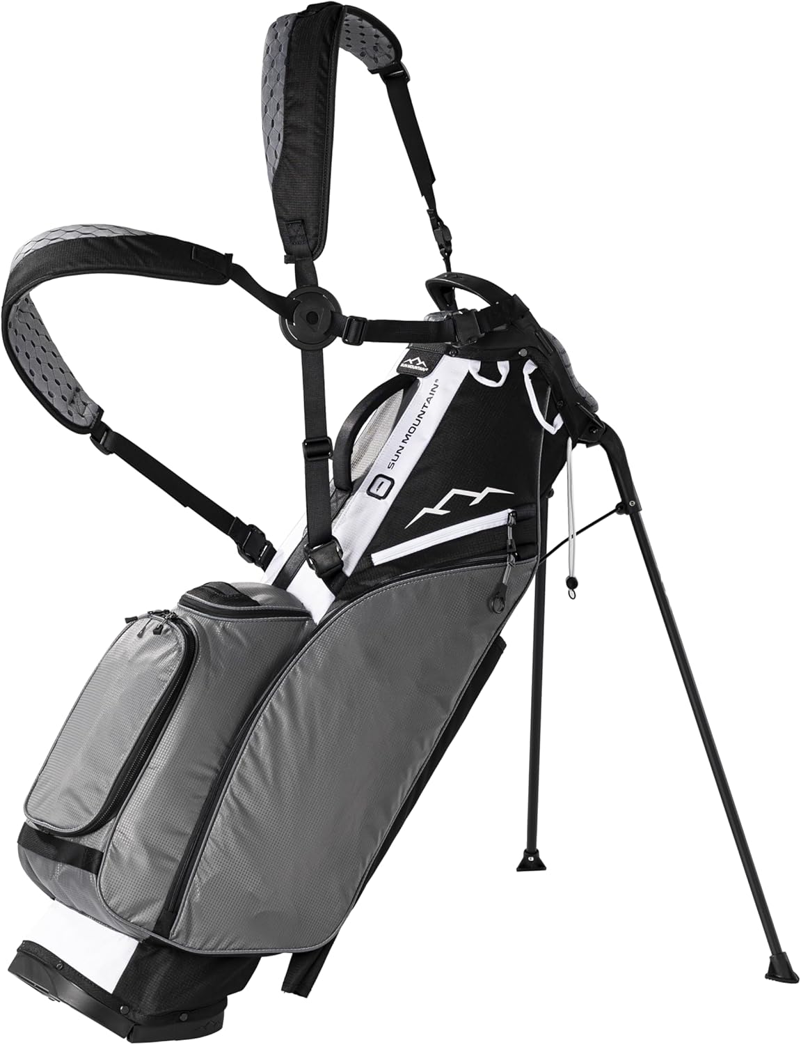Sun Mountain Men's Eclipse 2.5 LS Lightweight Stand Golf Bag 4-Way Top - 8 Pockets, X Fit Dual Strap System, Push & Electric Cart Compatible Compression Base, 2025 Model - Black-Nickel-White