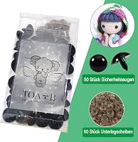 TOAOB 50 db biztonsági szem 24 mm fekete műanyag baba szem amigurumi horgolt játékhoz 7