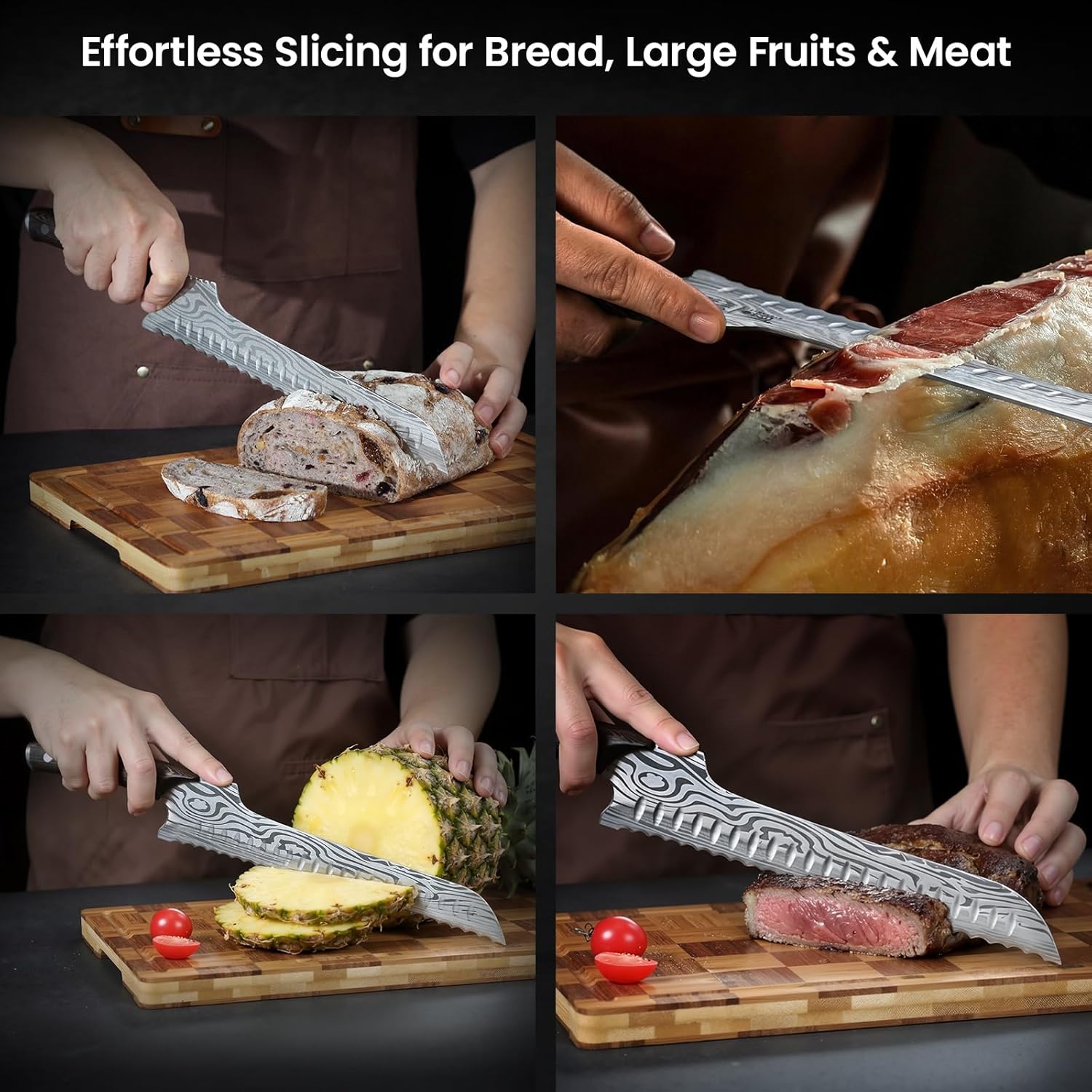 2026 New Upgraded Offset Bread Knife for Homemade Bread, 10.5 Inch Resharpenable Serrated Knife, Ultra-Sharp Sourdough Slicing, Perfect Kitchen Gift, Designed for Cutting Cakes, Fruits & Meat