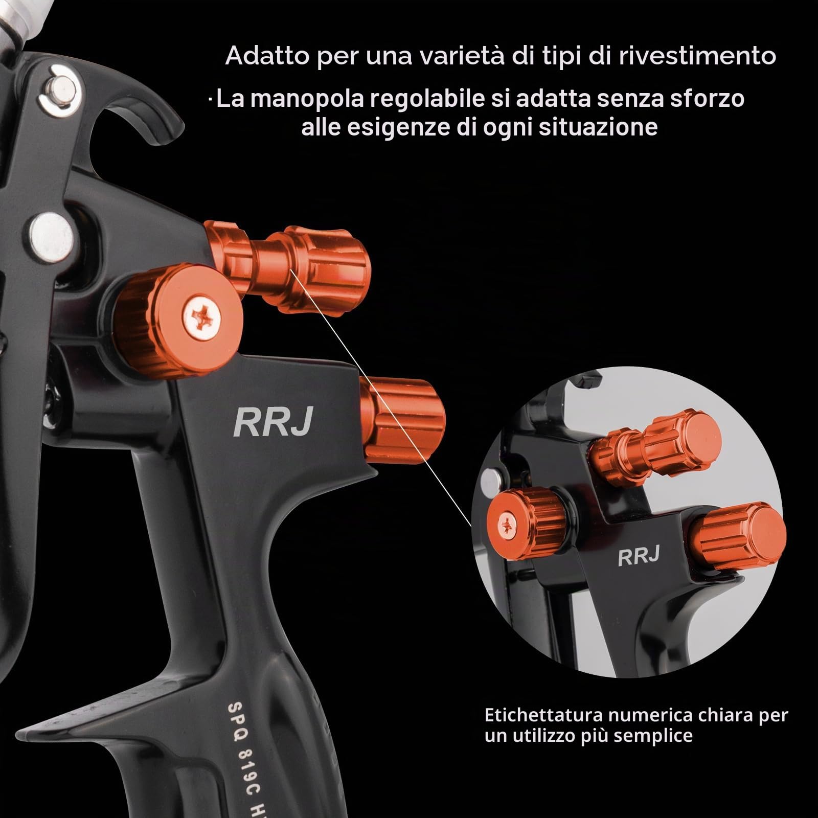 HVLP - Pistola a spruzzo professionale con 3 ugelli da 1,3 mm/1,7 mm/2,0 mm, pistola a spruzzo professionale a gravità, con misuratore di pressione in plastica da 600 ml