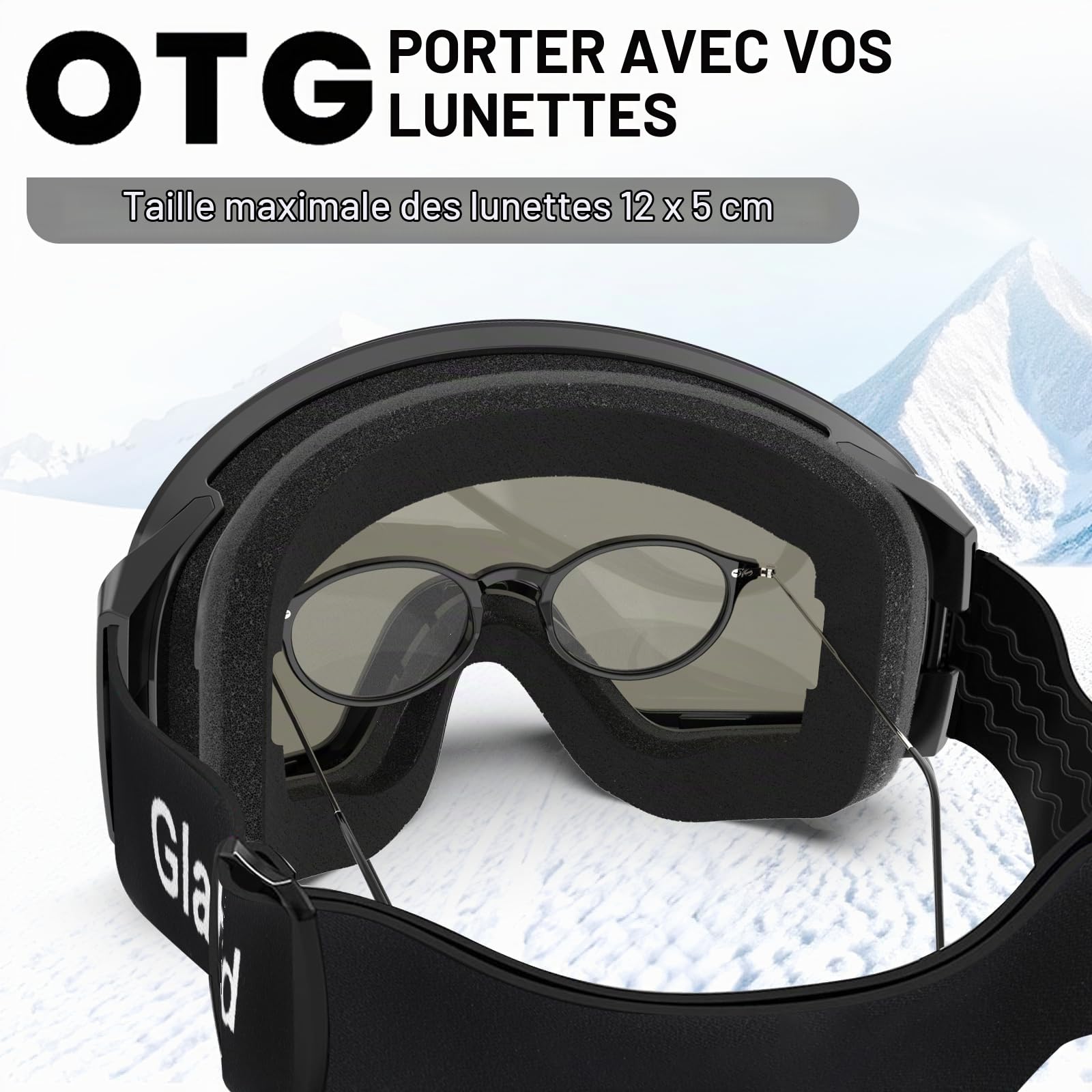 Masque de Ski Magnétique pour Homme et Femme, OTG | Masque de snowboard à changement rapide d'écran, Protection UV 100% & anti-buée, Idéal ski