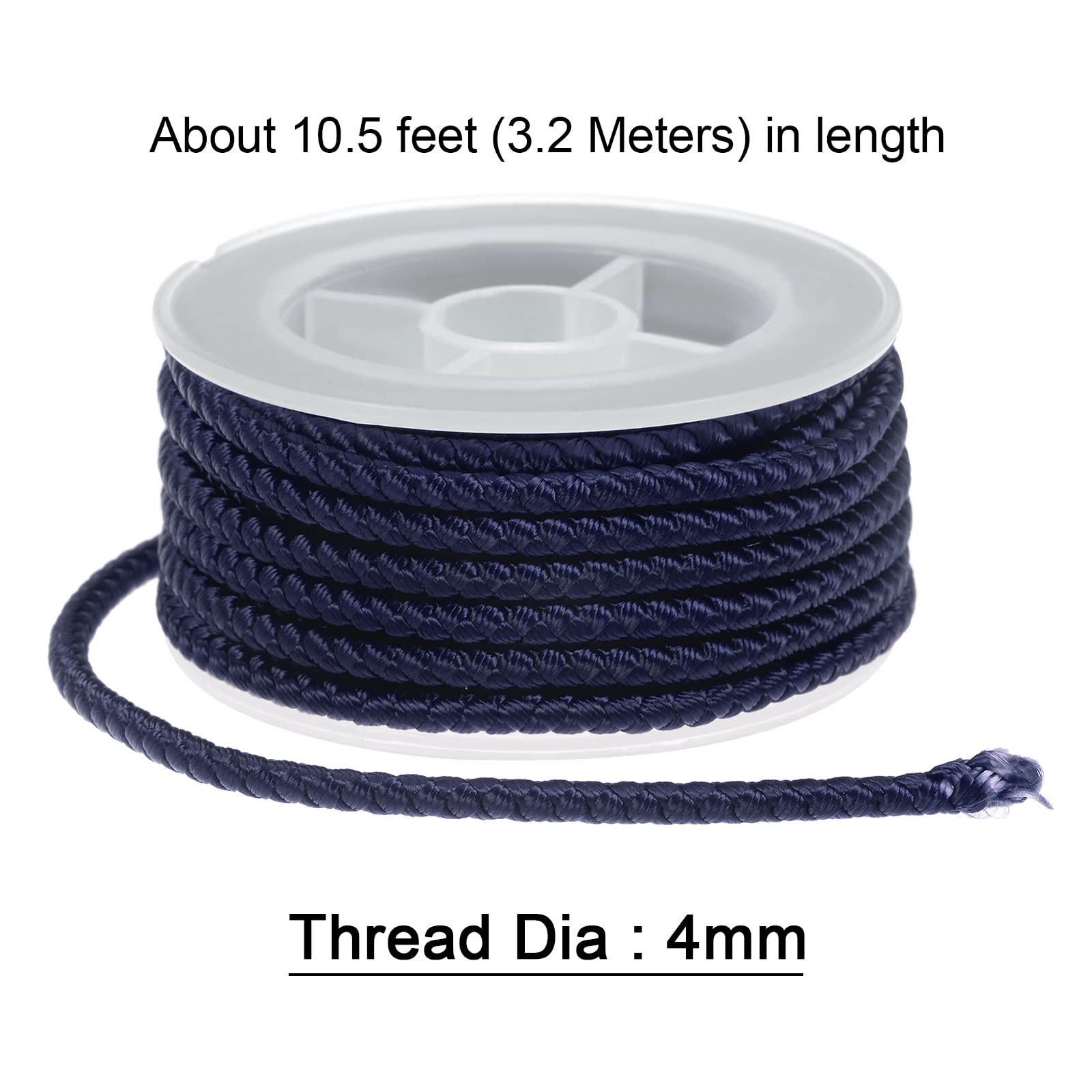 HARFINGTON 4mm Braided Nylon Thread - 10.5 Feet Red Cord For Bracelet Making & Crafts
