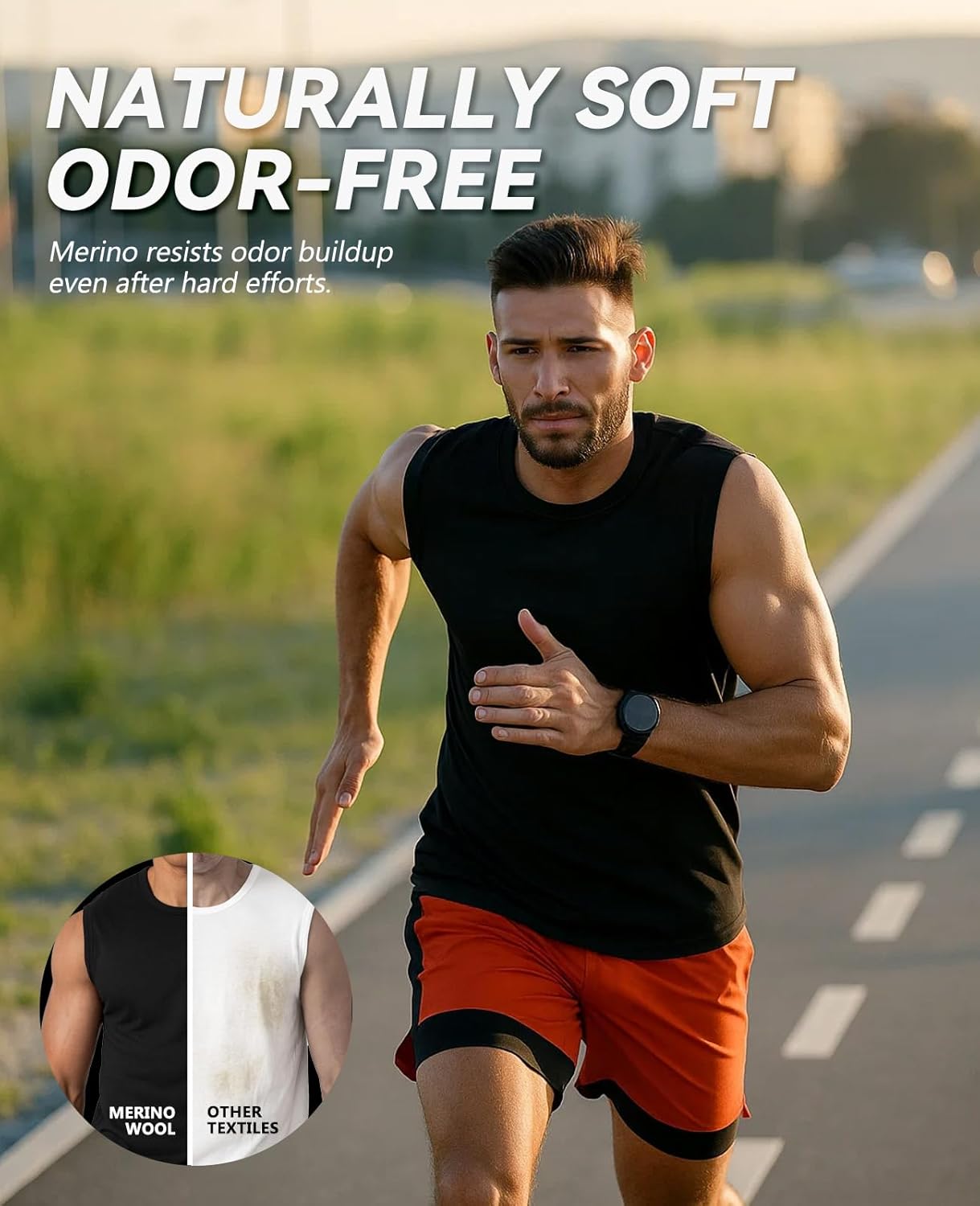 Merino Protect 100% Merino Wool Tank Top Men Moisture Wicking Shirts Fashion Activewear Undershirt - Image 6