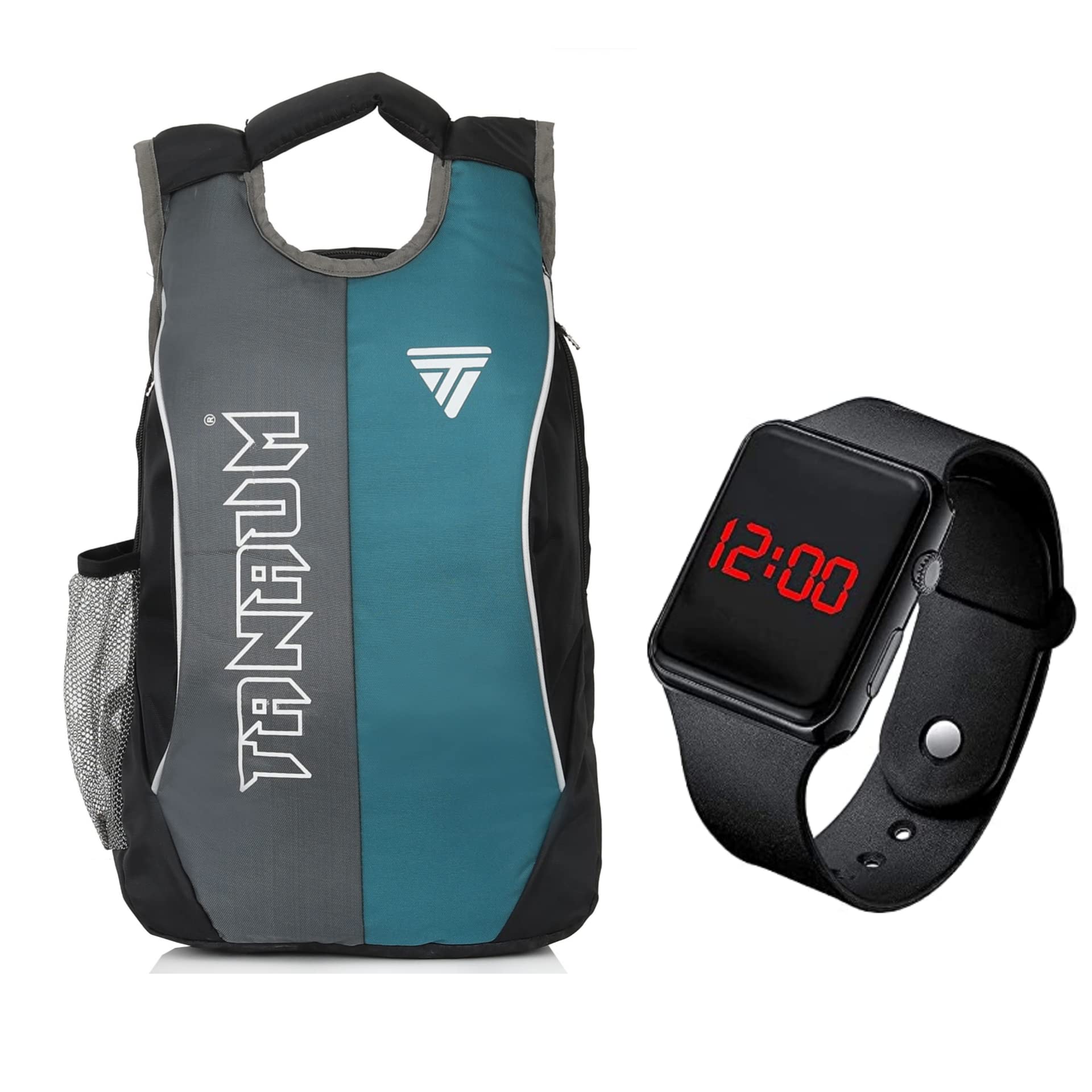 Medium 22 L Backpack Laptop Backpack for Men Women Boys Girls/Office College Teens & Students bags with digital watch (grey firoza)-image-30