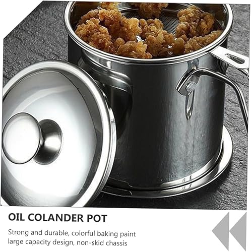 Miniatura 5 de Colador de aceite de acero inoxidable 304 con mango para olla de grasa y red de filtro extraíble para una fácil limpieza