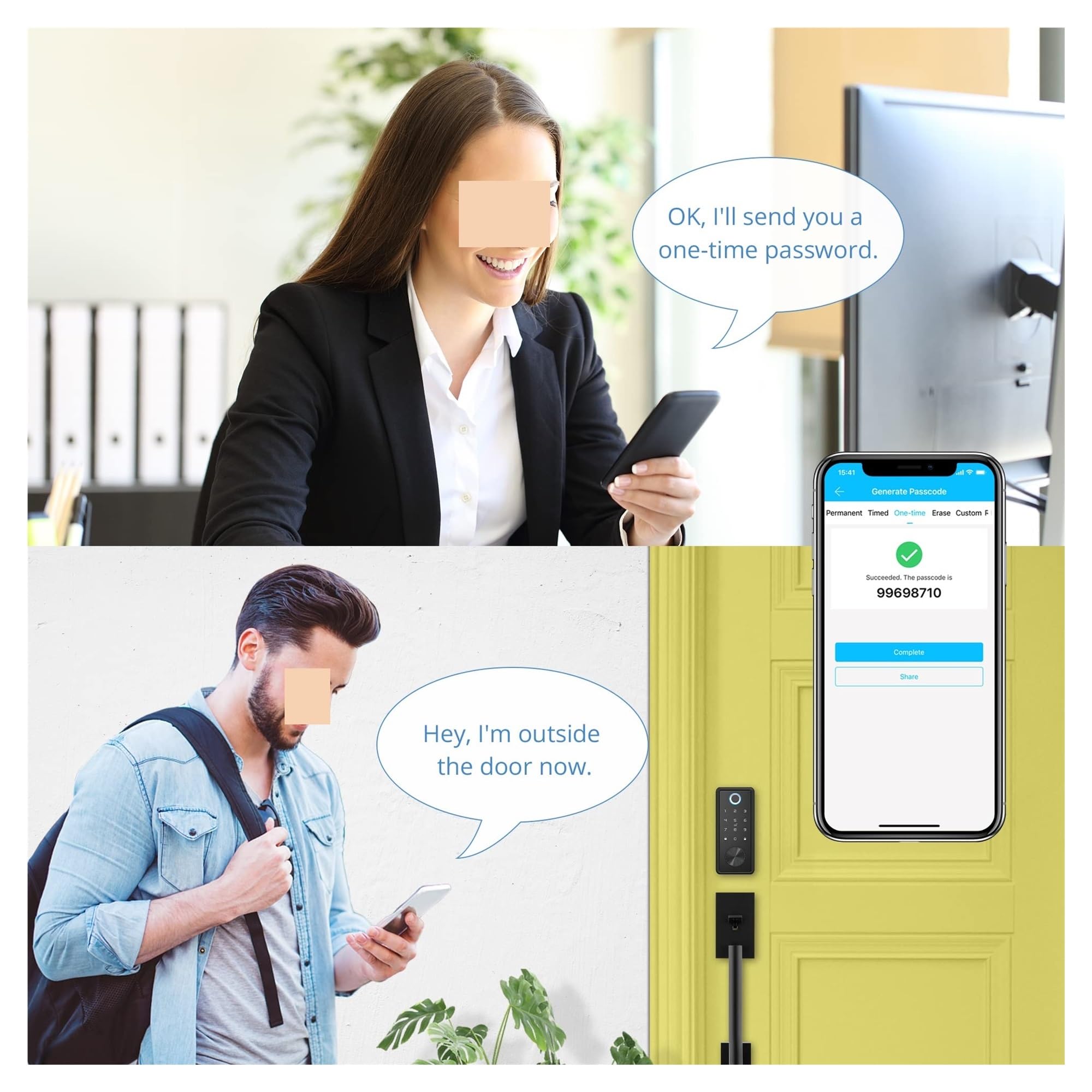 Serrature elettroniche automatiche con impronta digitale, password intelligente, codice della carta, accesso senza chiave, app Tuya WiFi o Ttlock(Silver Tuya Wifi App)