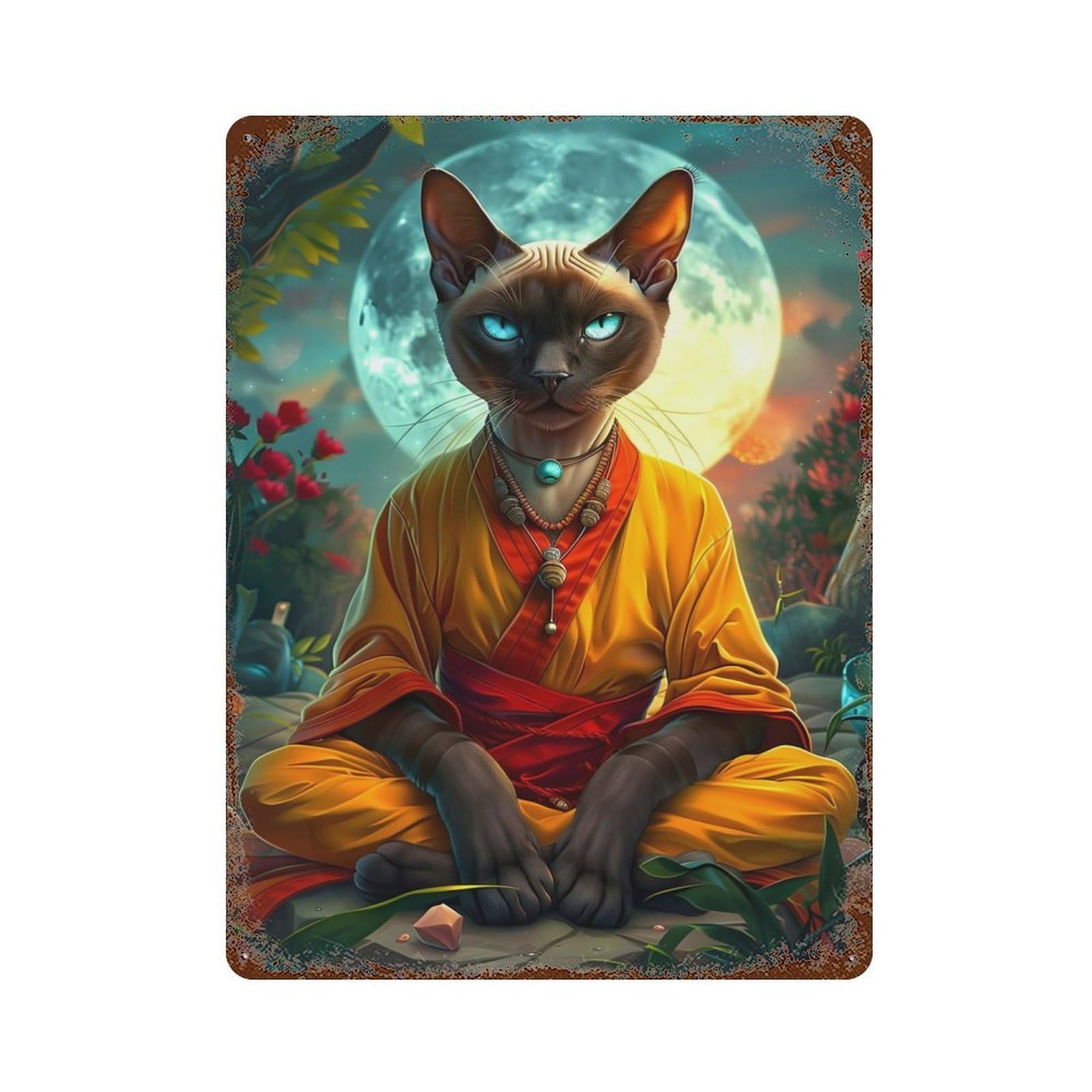 Siamese Cat Mystic Retro Metal Sign 15.7"x11.8", Ideal for Cafe, Home Bar And Lounge Decor