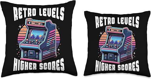 Miniatura 3 de Retro Vintage 80s Arcade Nostalgia Pixel Art Video Games Throw Pillow