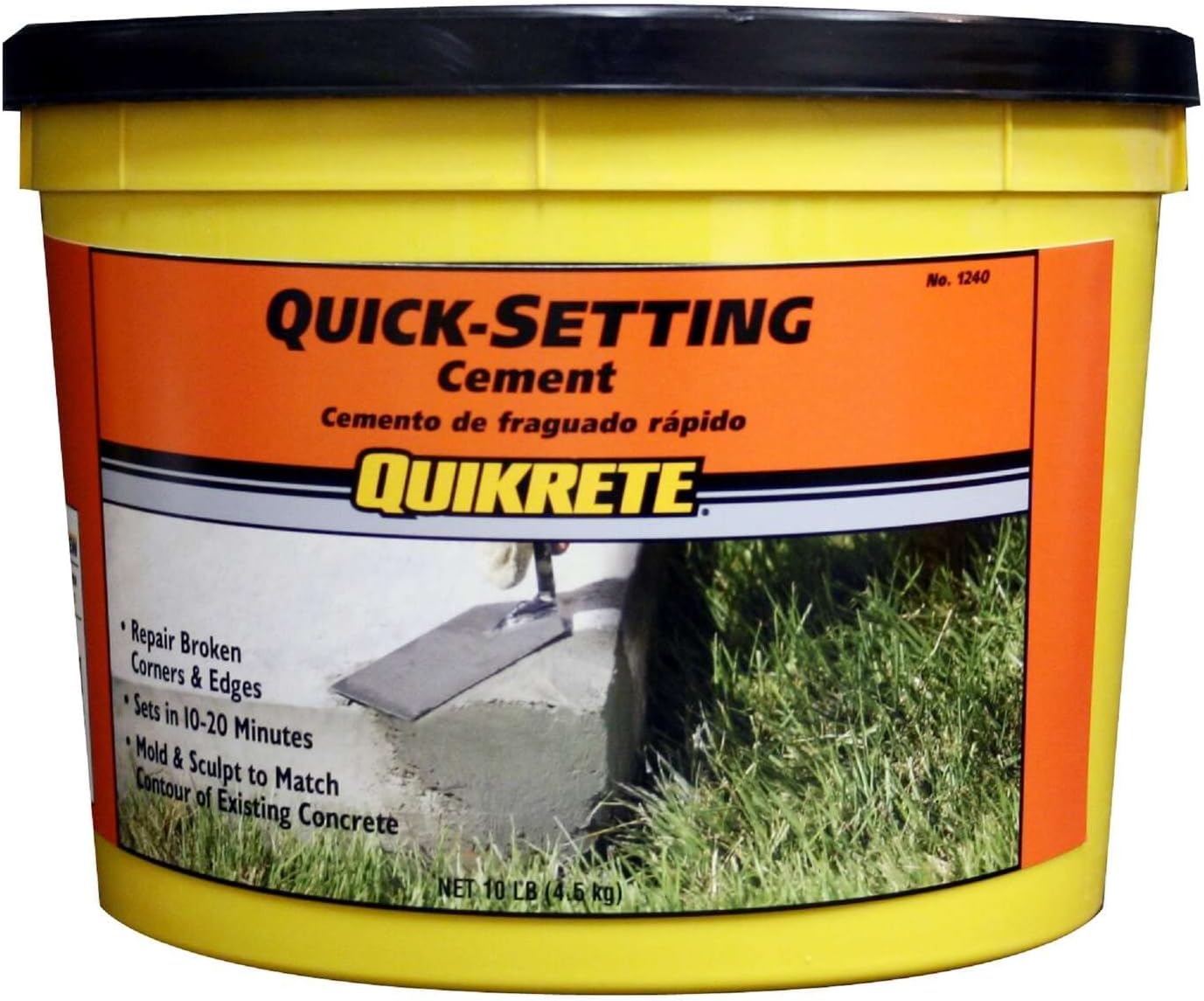 QuikreteQuick Setting Cement for Concrete Sculpting, Repairing Steps, Curbs, Floors, Retaining Walls, and More, Just Add Water, 10 Pound Pail