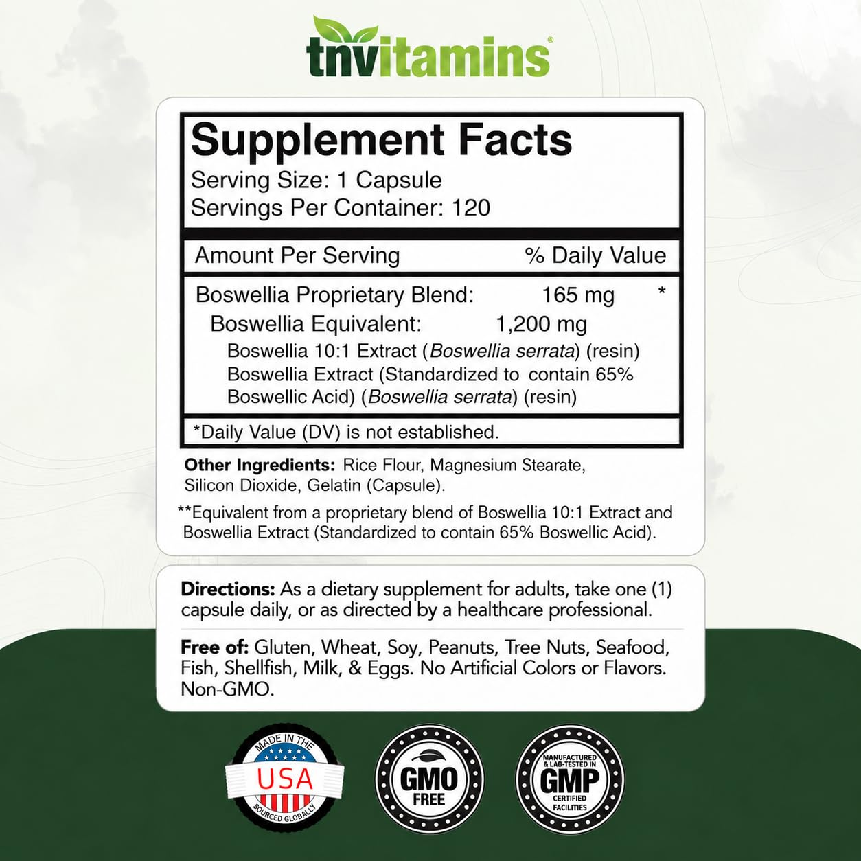 Boswellia Extract Capsules, 120 Count | 1,200 mg Per Capsule | 65% Boswellic Acids + 10:1 Concentrated Extract | Boswellia Serrata | Joint & Mobility Support* — Amazon image 2