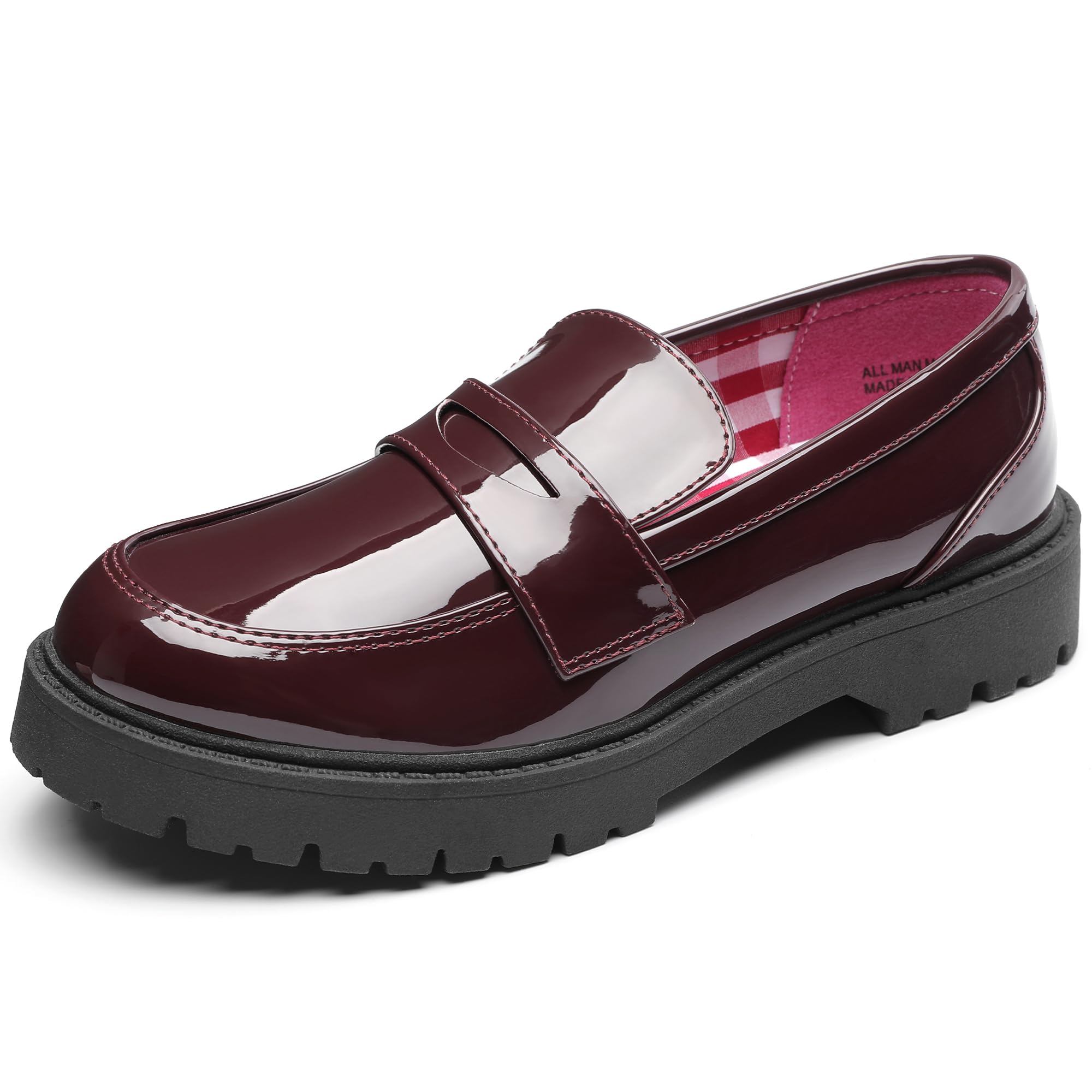 MIXIN Girls Loafers School Uniform Slip On Dress Shoes Chunky Platform Flats for Little Kid/Big Kid