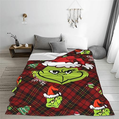 Miniatura 5 de Mantas y mantas de Navidad de dibujos animados, mantas y mantas súper suaves de monstruo verde, manta de otoño para entrenador, manta de cama de