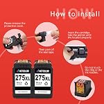tr4720 Ink cartridges for Canon 275XL Black Ink Cartridge Replacement for 275xl Ink Cartridge for Canon 275 276 XL Ink cartridges for Canon TR4720 TS3522 TR4700 TS3500 TR4722 TS3720(2 Black)