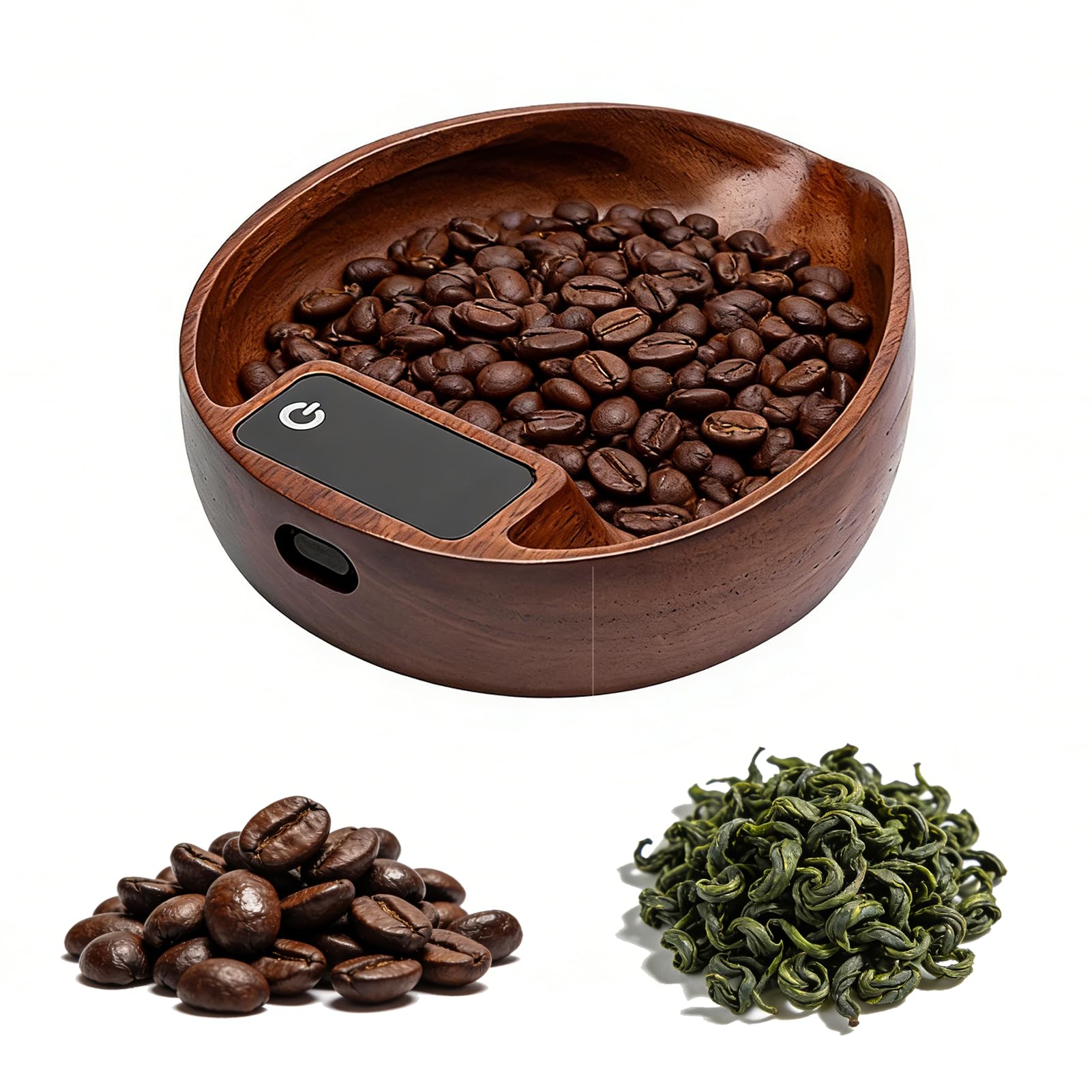 Tragbare Kaffeewaage,Kaffeebohnenwaage,0,1 g Walnuss Präzisions-Digital-Espressowaage,1kg Hochpräzise Küchenwaage Kaffee Zubehör,mit HD LCD Display zum Wiegen und Dosieren