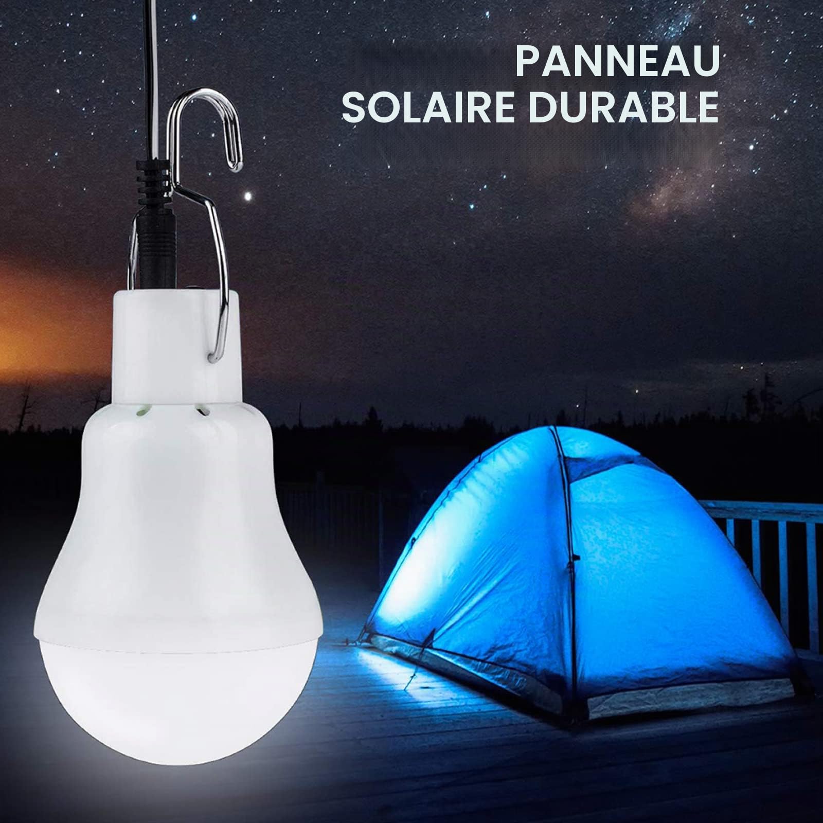 HpLive Lot de 4 lampes solaires LED rechargeables avec panneau solaire pour intérieur et extérieur, randonnée, camping, tente, pêche, éclairage 110 lm-3,6 V