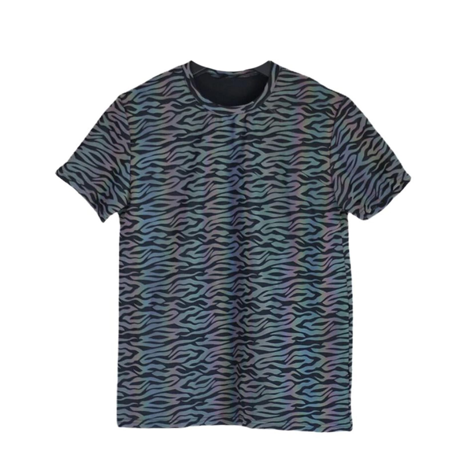 MORISTE Maglietta Uomo Riflettente, Colorato Hip Hop Manica Corta Streetwear Top