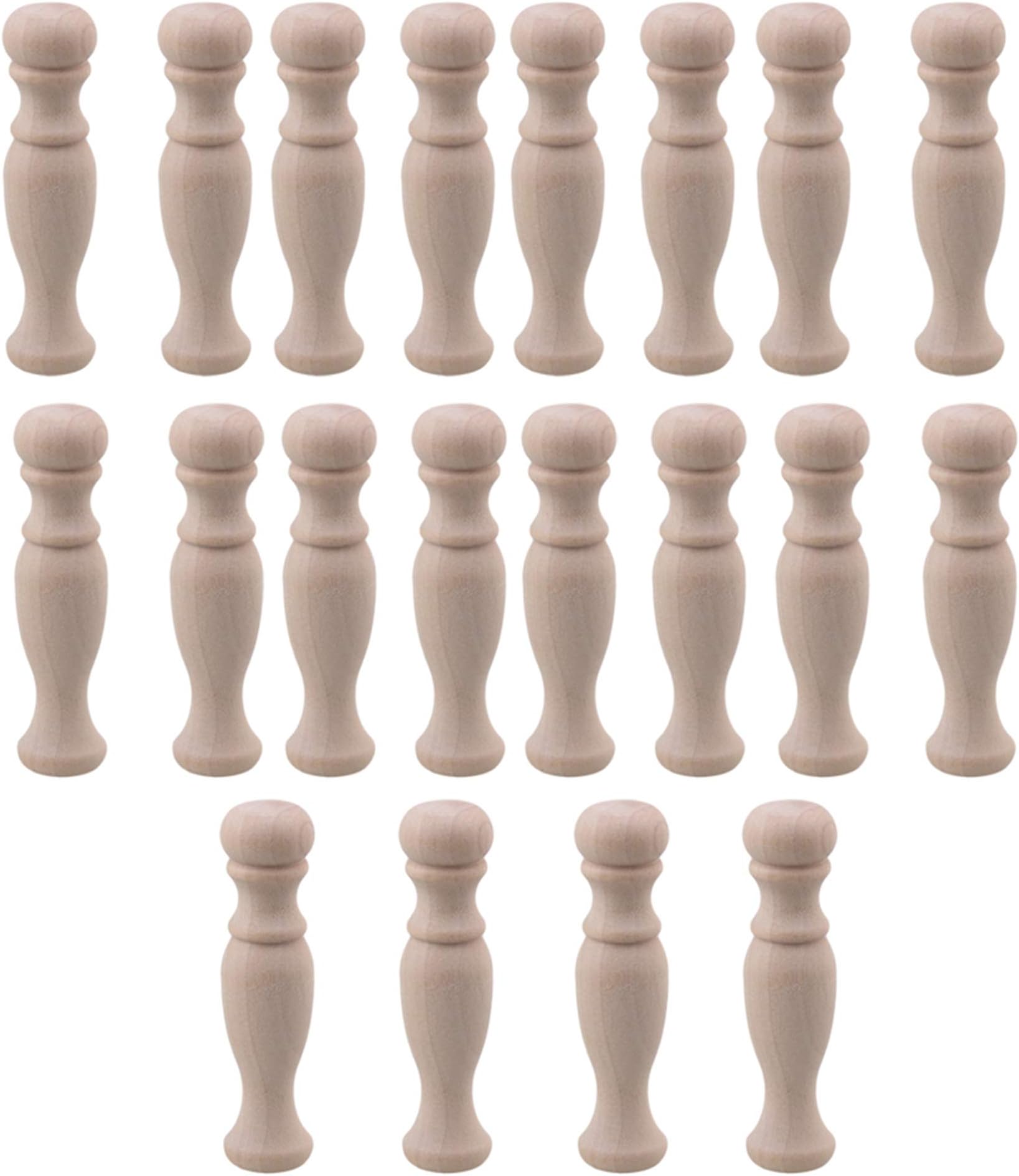Mxfans 20pcs Decorative Wood Spindles Unfinished Wood Craft Spindles 72x18mm