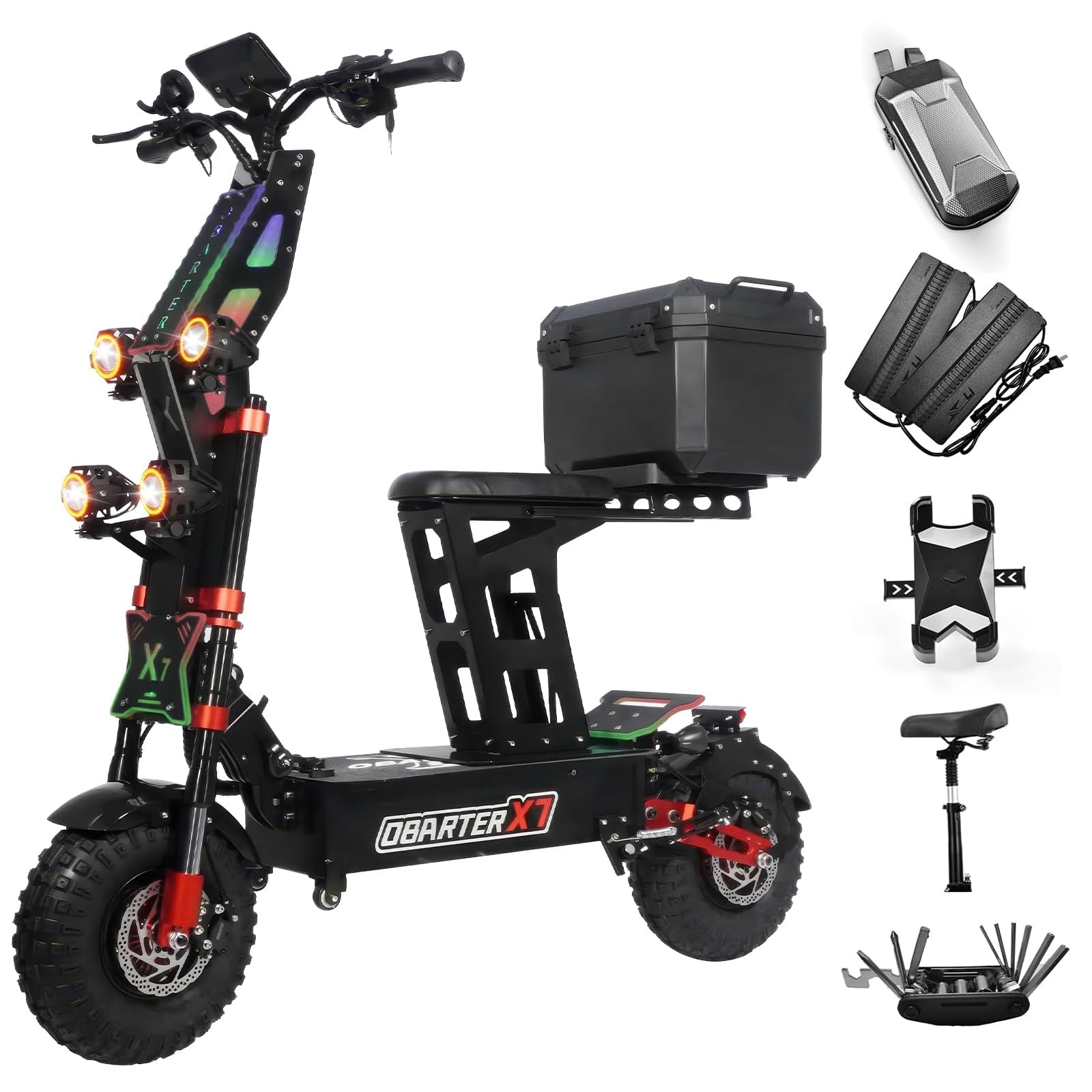 8000W Dual Motor Electric Scooter for Adults - 56MPH High Speed 90-Mile Range 14 All-Terrain Tires 60V 40Ah