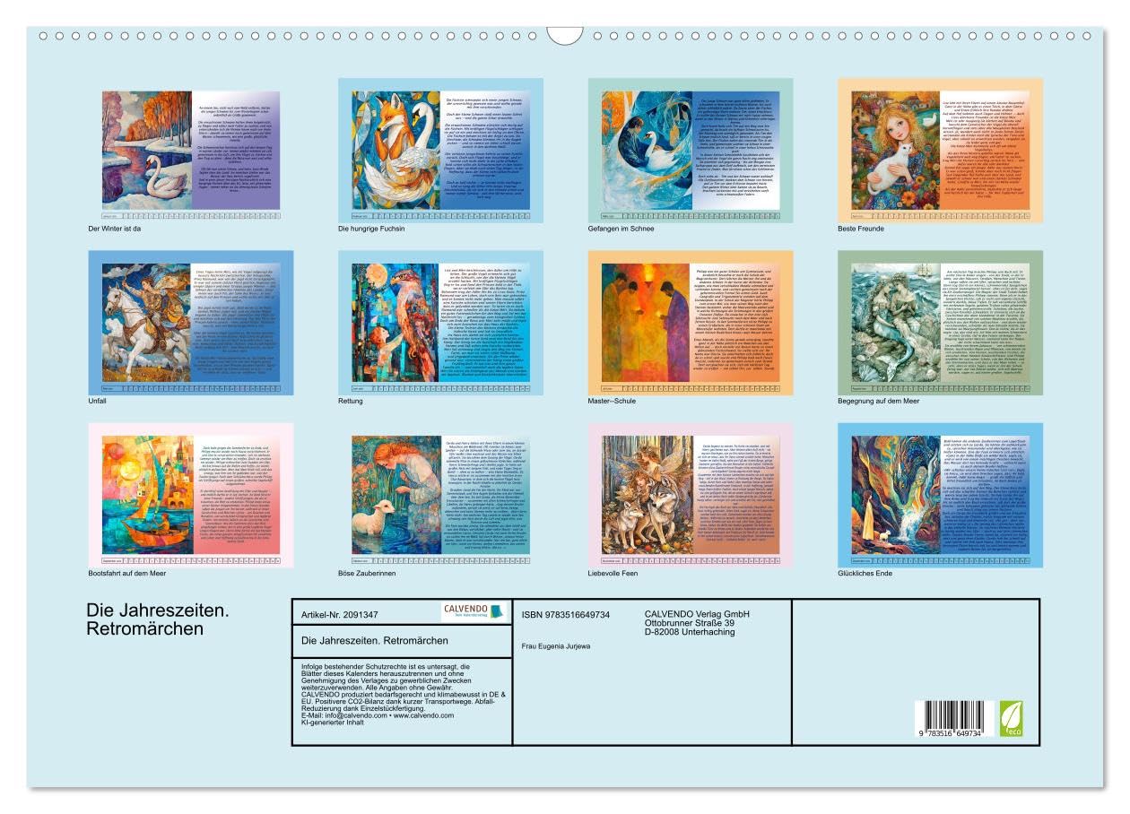 Die Jahreszeiten. Retromärchen (Wandkalender 2026 DIN A2 quer), CALVENDO Monatskalender: Ein zauberhafter Jahreszeitenkalender mit Illustrationen und ... und Englisch bei Amazon. (CALVENDO Kunst)