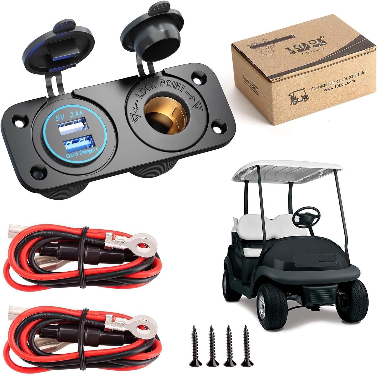cigarette lighter for golf cart Amazon.com: 10L0L Golf Cart Cigarette Lighter Outlet & Quick Charge 3.0 DC  12V Input Waterproof USB Charger Power Socket Adapter Dual USB Ports Panel  Universal for EZGO Club Car Yamaha Models :