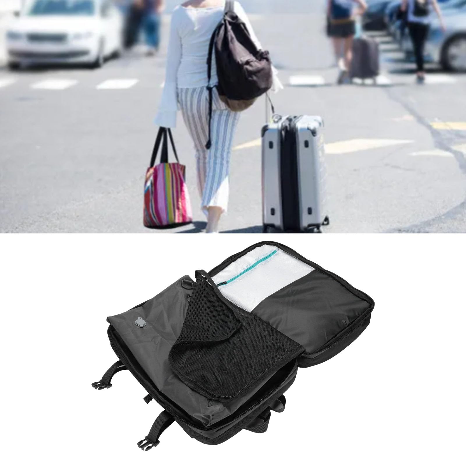 Naroote Plecak Próżniowy, Podróżny Plecak Kompresyjny o Dużej Pojemności 22 L 55 L z możliwością Rozbudowy, z Portem ładowania USB, przeciwdeszczową separacją na Sucho i na Mokro Oraz możliwością