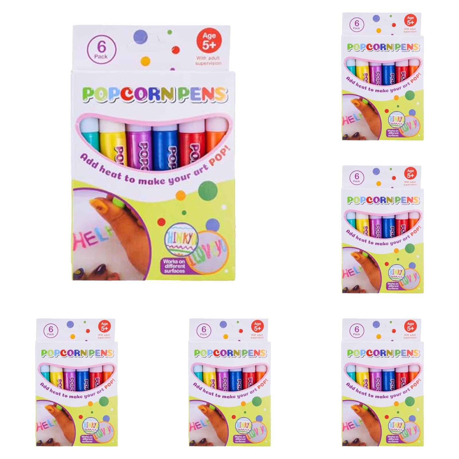 6Pcs 3D Puffy Popcorn Pens Creative Craft Graffiti Relief School Pen Set