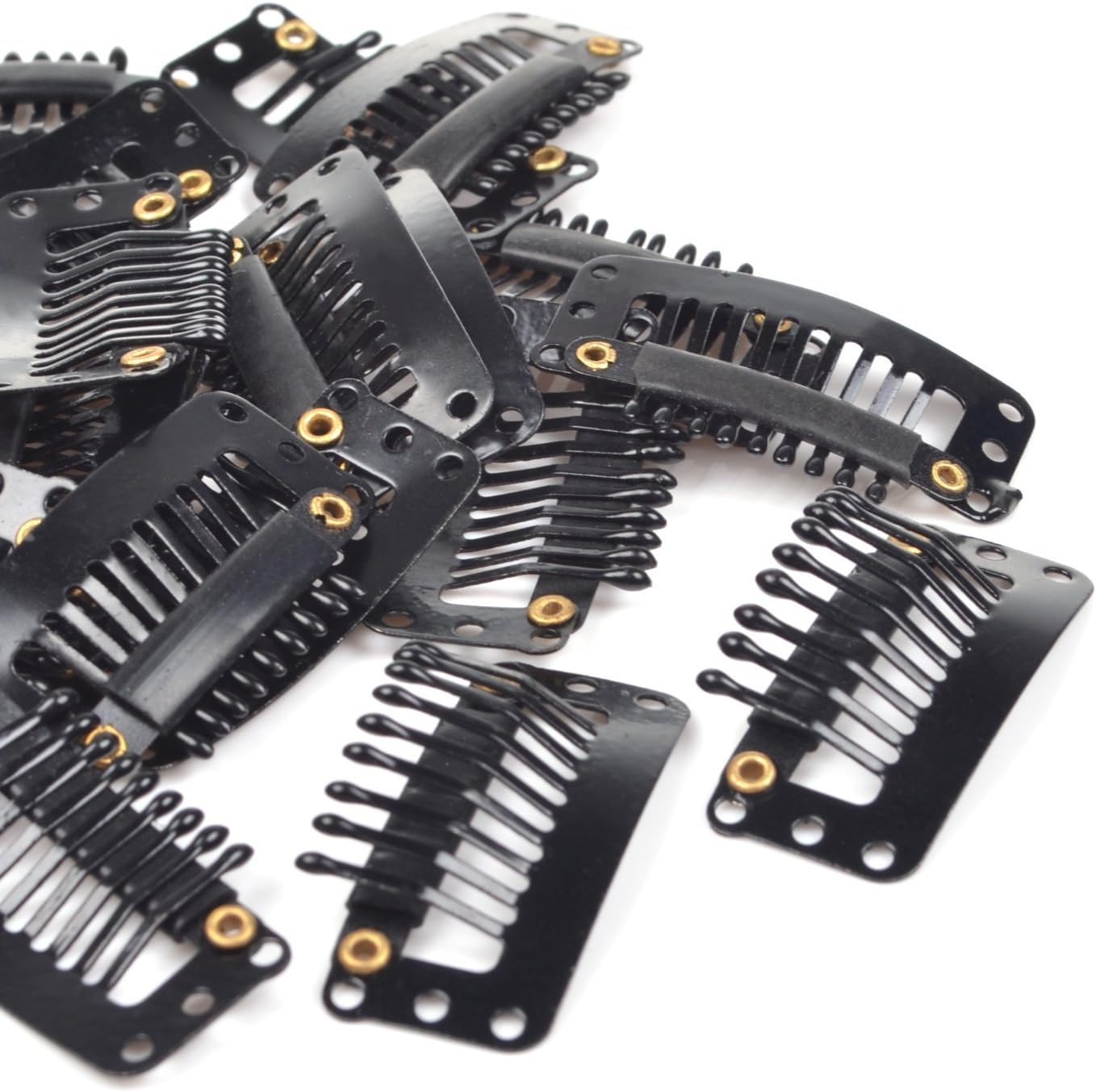 Beautyflier 20 pcs 1.25 inch Black U Shape Metal Snap Wig Clips Hairpiece Clips for Hair Extensions