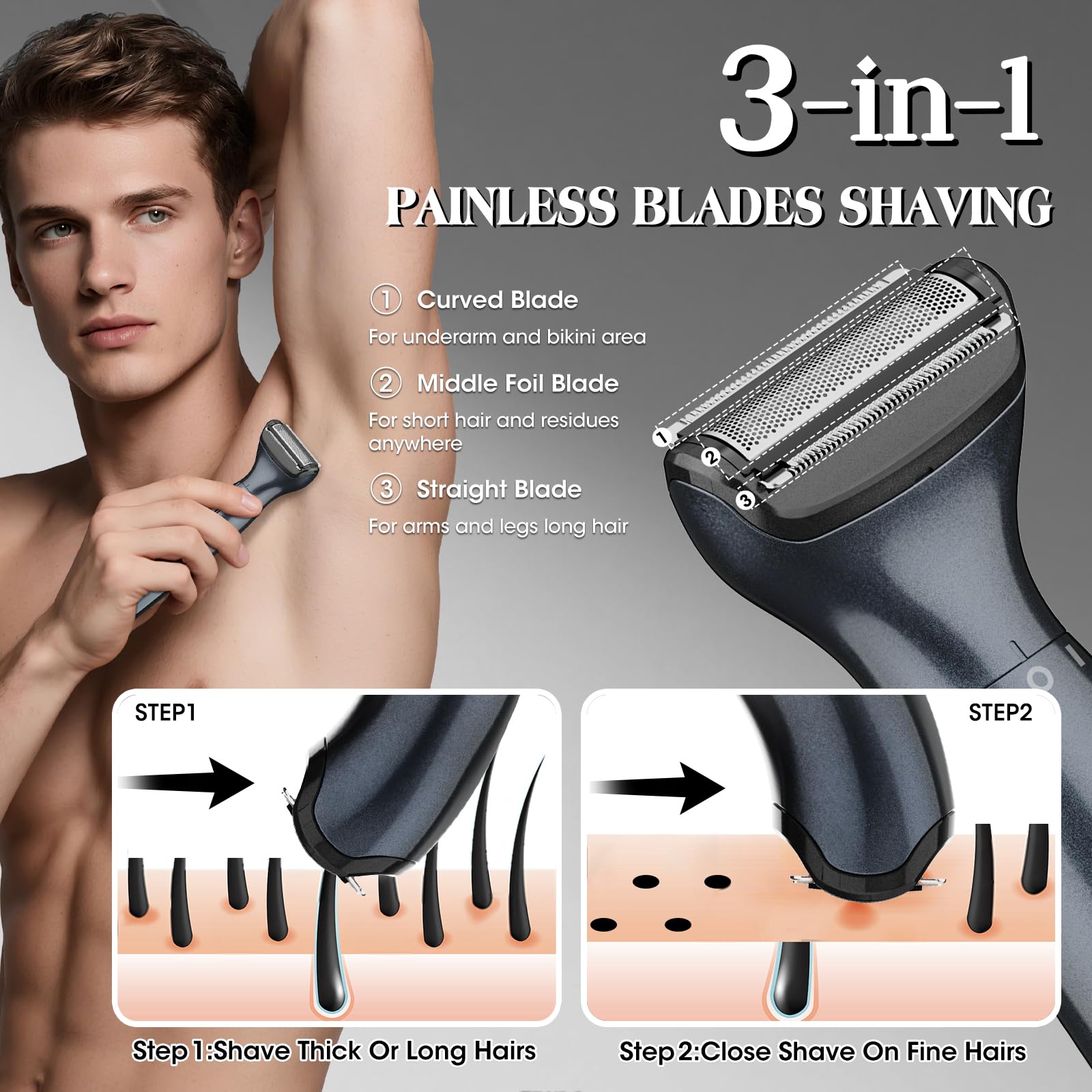 Manscape Ball-Trimmer für Männer, Körper- und Schamhaartrimmer und Leistenhaar-Rasierer für Damen und Herren, Schamhaar, privater Bereich, Beine, Augenbrauen, Gesicht, Nase, Augenbrauen