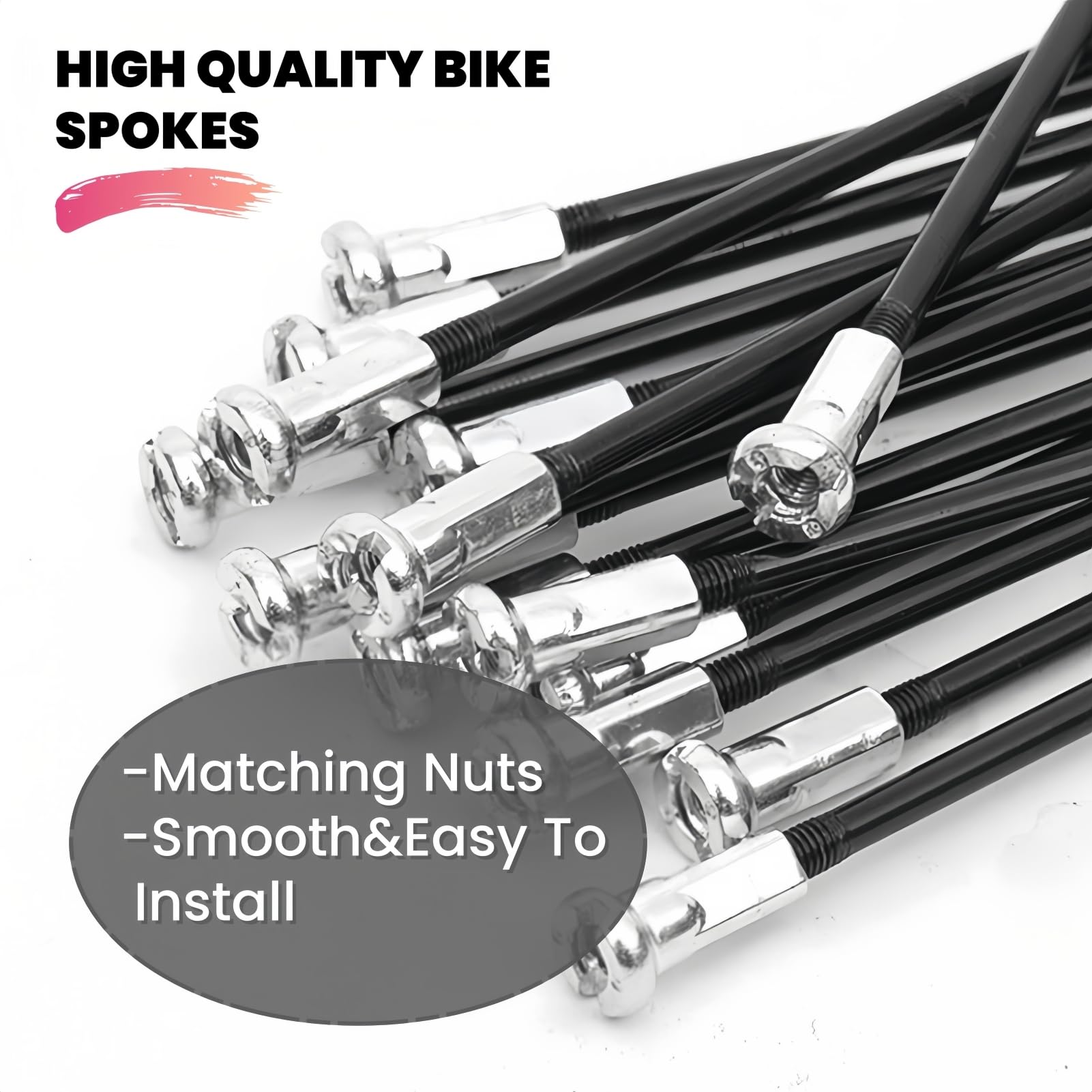 13G raggi per bicicletta in acciaio 2,3 mm, 70-300 mm, raggi neri per bicicletta con nipple per bicicletta da montagna, e-bike, triciclo (Nero, 13G-254mm)