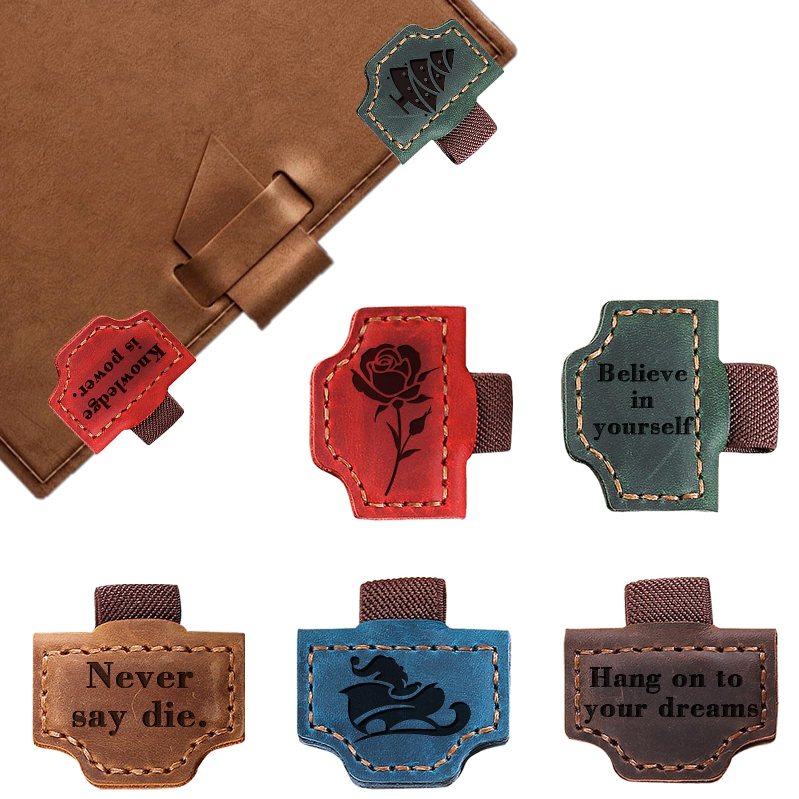 Personalized Leather Magnetic Bookmarks - Custom Magnet Book Mark Clips with Engraved Logo Text, Custom Magnet Bookmark Clips Gift for Book Lover