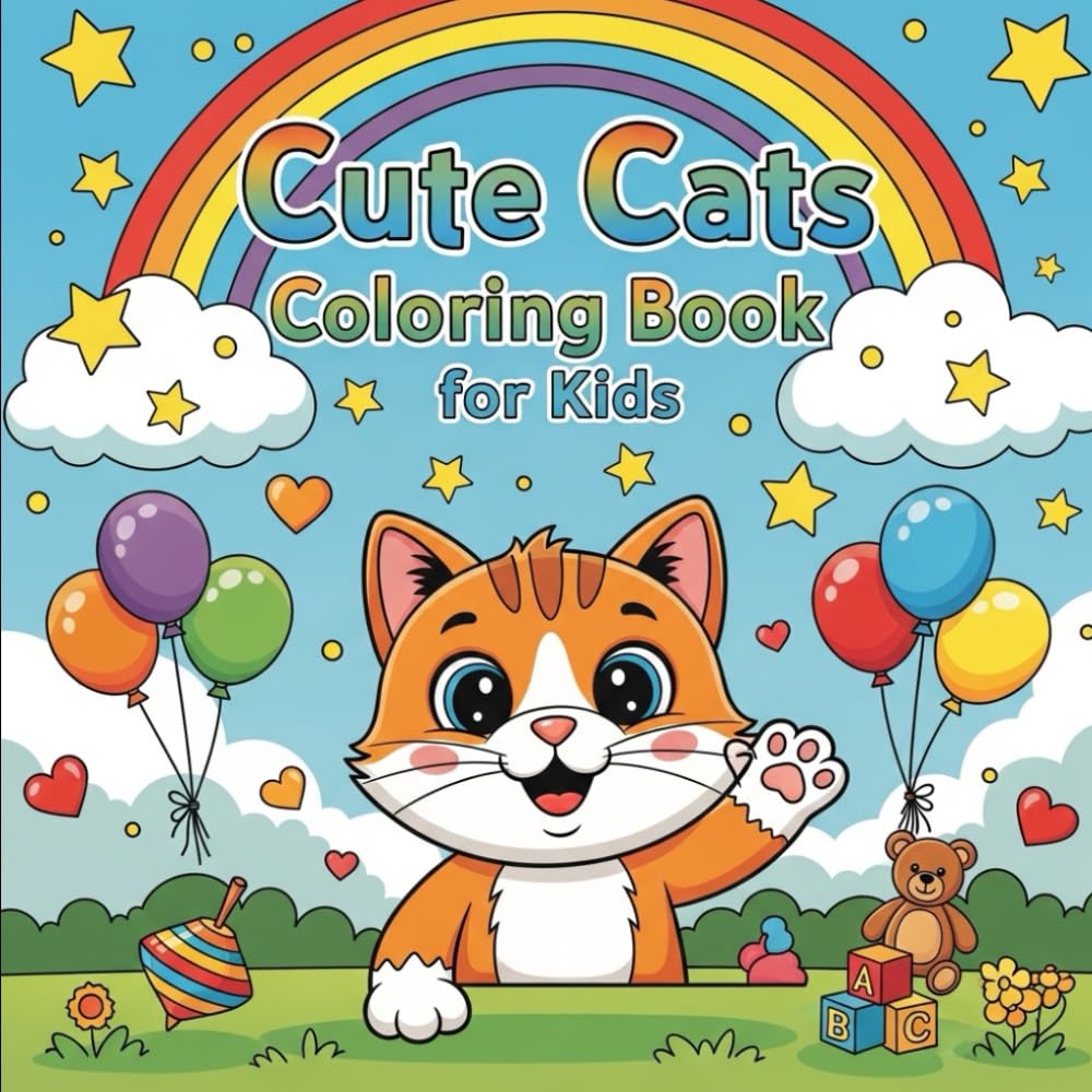 Cute Cats Coloring Book for Kids: Fun and Easy Cat Coloring Pages for Kids Ages 4–8