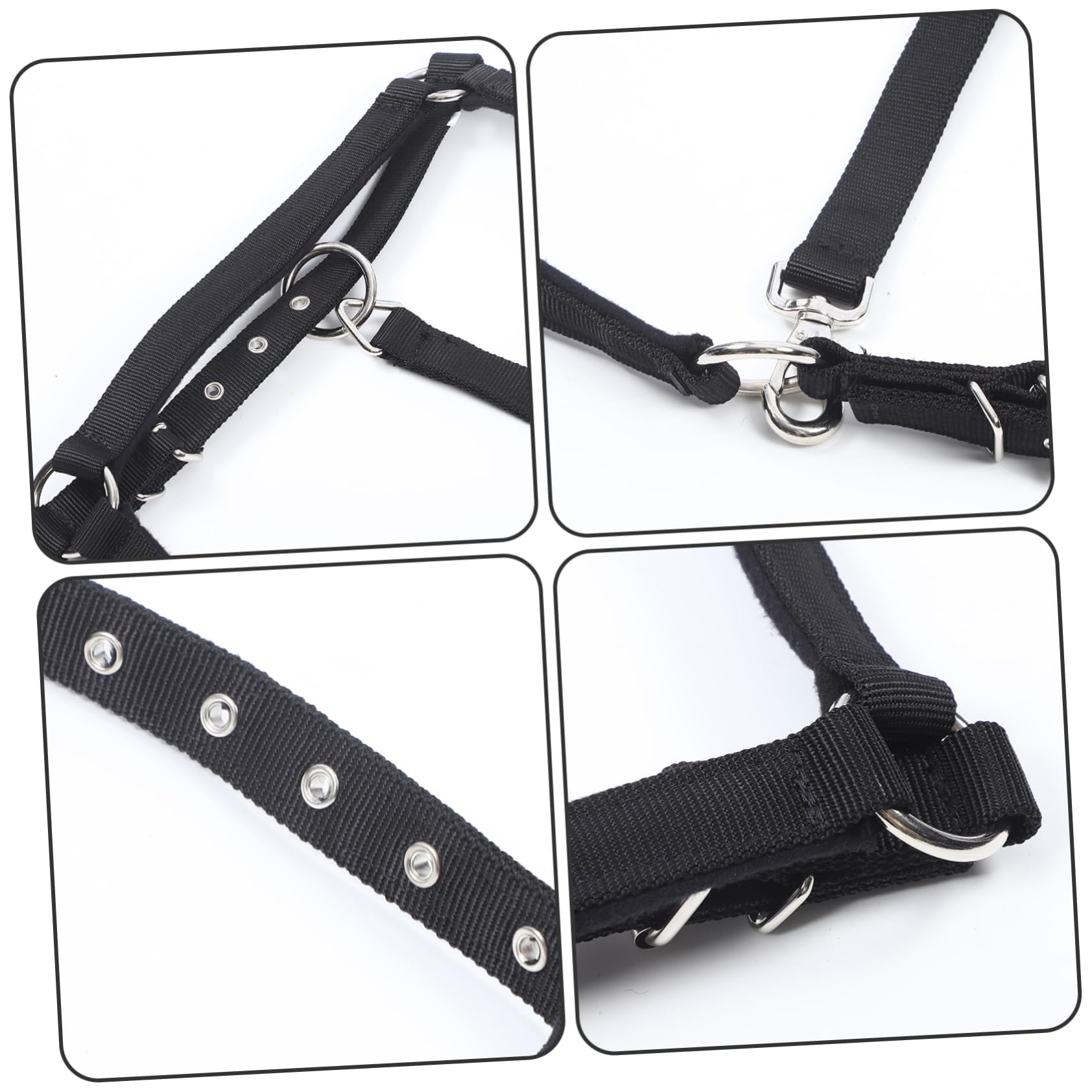 BESPORTBLE Cabestro Ajustable de Nylon para Caballos Alta Durabilidad y Cómodo de Llevar, Accesorio Ecuestre Adecuado para Montar y Eventos en Color Negro