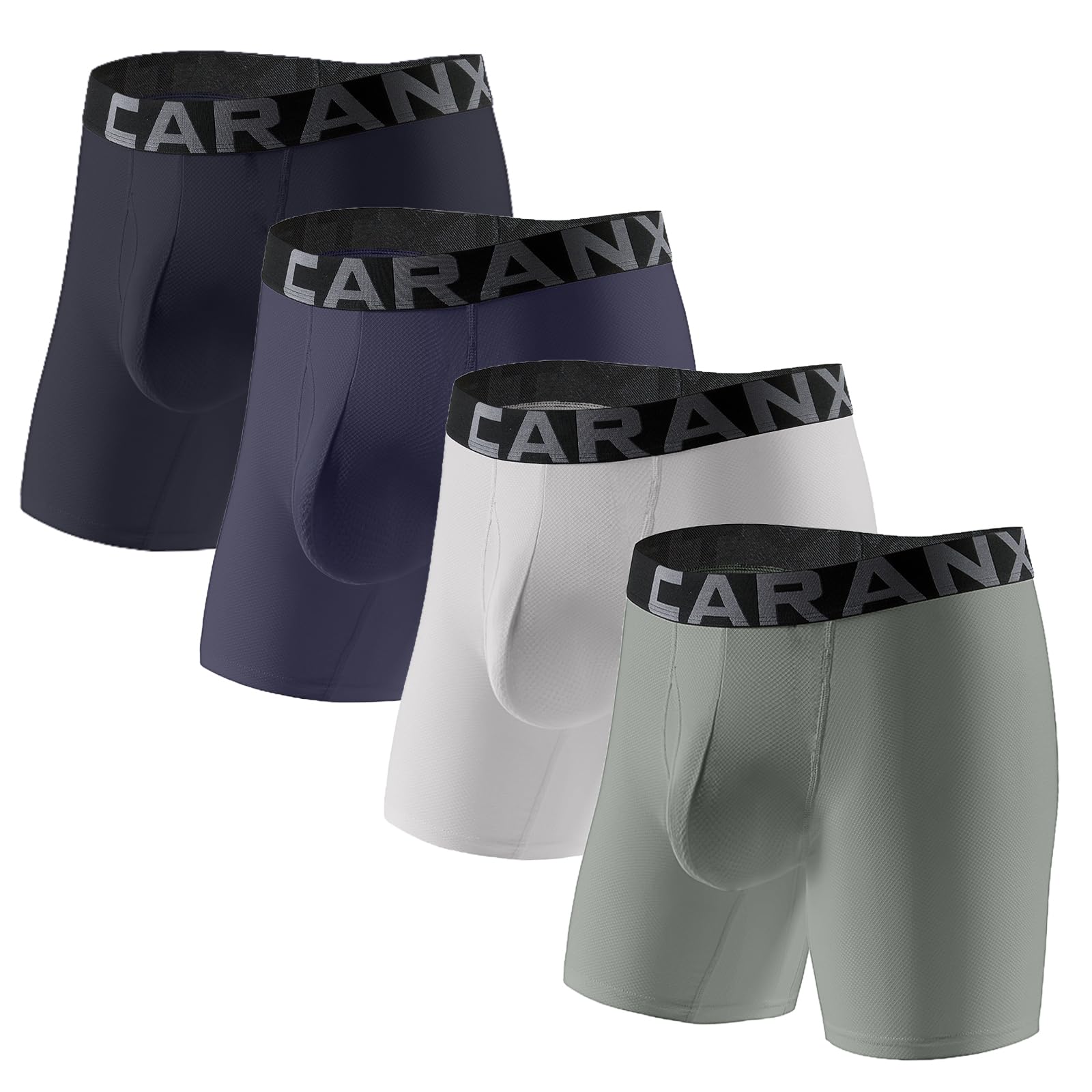 CARANXTEXMens Underwear Boxer Briefs 4 Pack Moisture Wicking Mesh Boxer Briefs with Fly Breathable Soft Underwear for Men