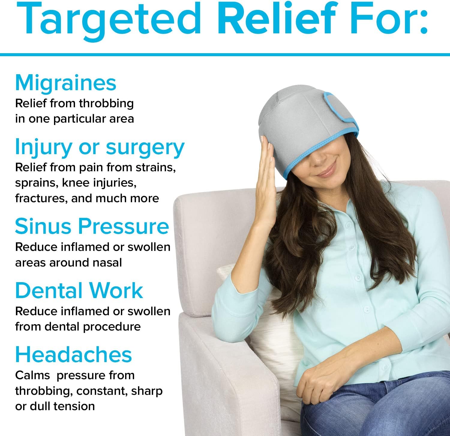 Arctic Flex Head Ice Wrap - Reusable Soft Gel Cooler Packs - Flexible Fabric Cap for Portable Cold or Hot Pain Relief - Compress Malleable for Injuries, Headache, Face, Surgery - Refreezable or Heat