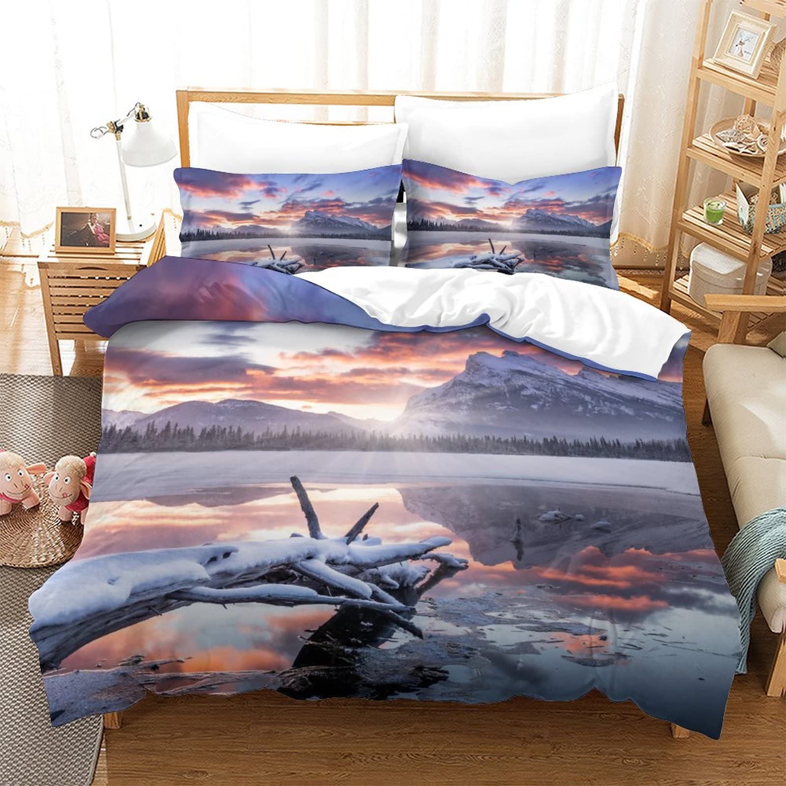 Housse de couette 3D Banff 200x200cm en microfibre premium ultra douce pour lit double