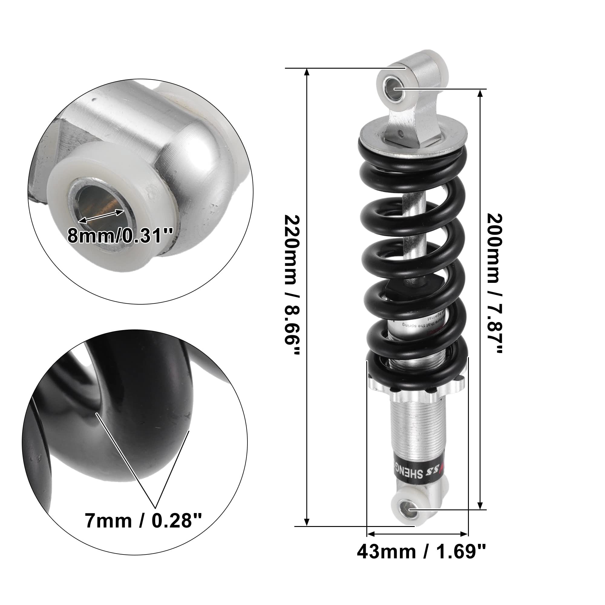 Ammortizzatore Posteriore 160 Mm Per Minimoto, Dirt Bike, ATV 47-125 Cc – Regolabile E In Alluminio