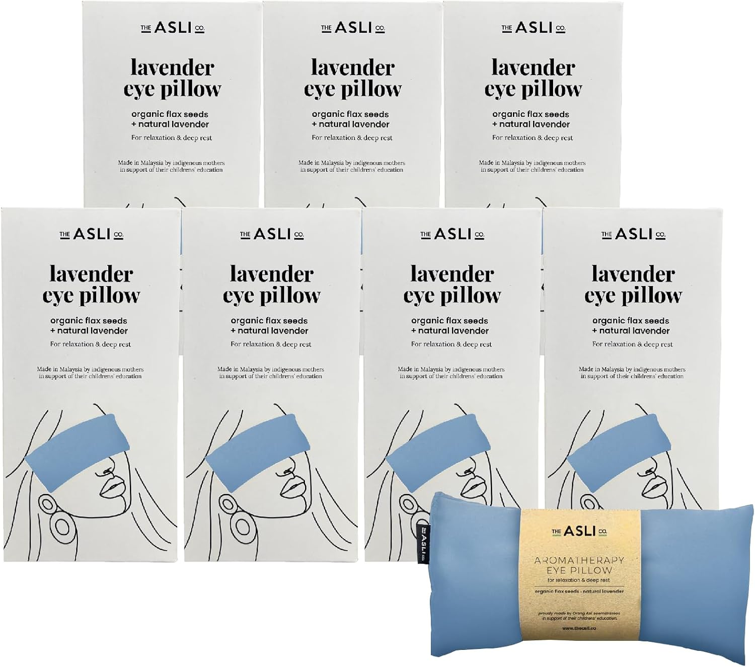 The Asli Co. [7 Packs] 2 in 1 Hot & Cool Therapy Handmade Eye Pillow (Charcoal Grey) Filled with 100% Natural Organic Flax Seeds & Lavender - Soothing and Calming Scent for Relaxation & Deep Sleep