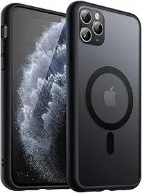 JETech Capa Magnético para iPhone 11 Pro Max 6,5 Polegadas Compatível com MagSafe, Case Capinha Translúcido Fosco Verso Fina à Prova de Choque Tampa (Preto)