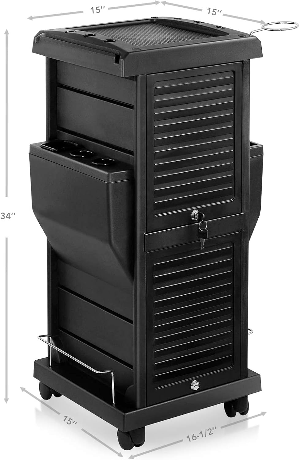Saloniture Premium Locking Rolling Trolley Cart with Pocket Inserts - Black : Beauty & Personal Care