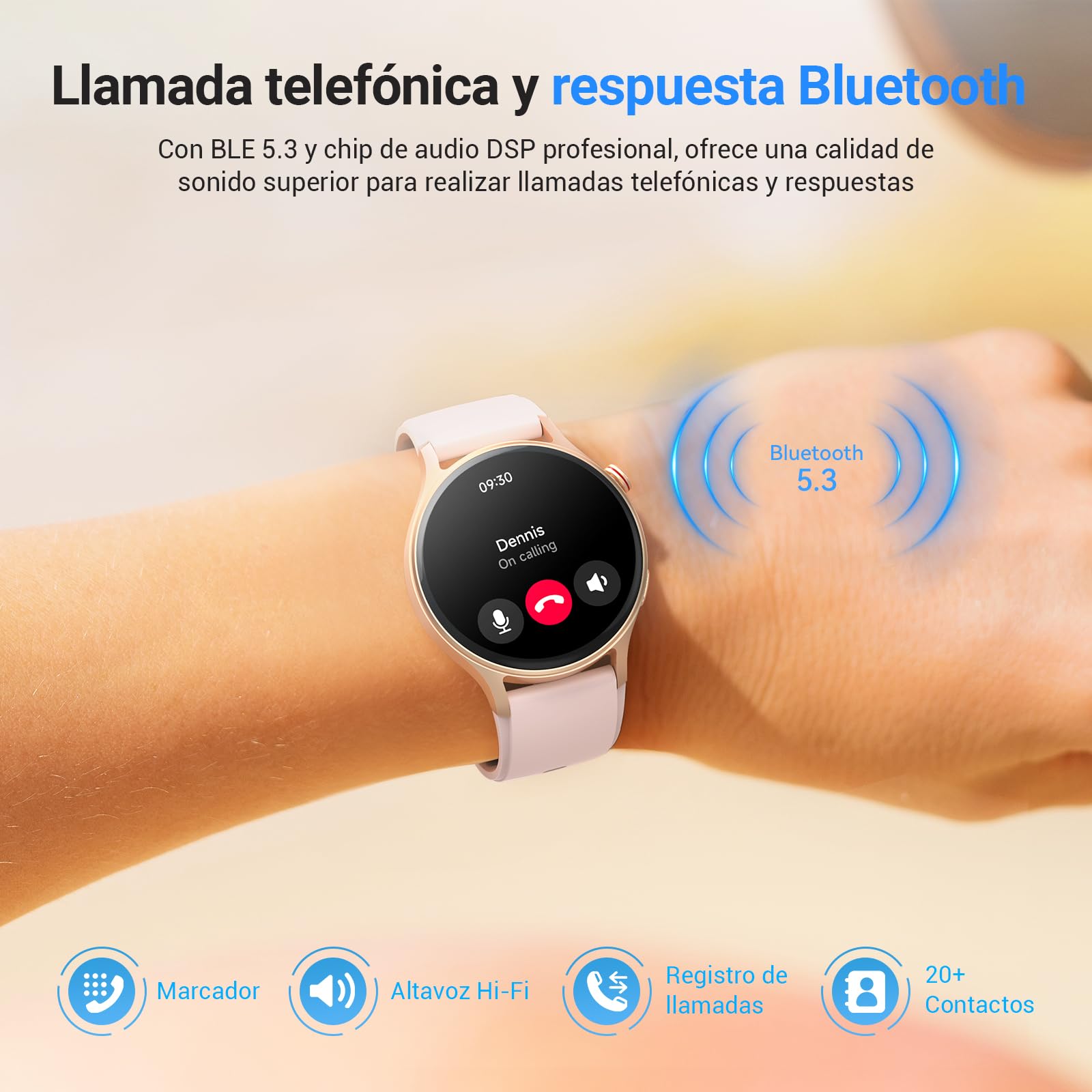 Reloj Inteligente para Mujer con Llamada Bluetooth 5.3, Smartwatch 1.32" AMOLED para Android iOS, podómetro con 110+ Deportes y 3ATM Pulsera Fitness con Monitor de sueño/SpO2