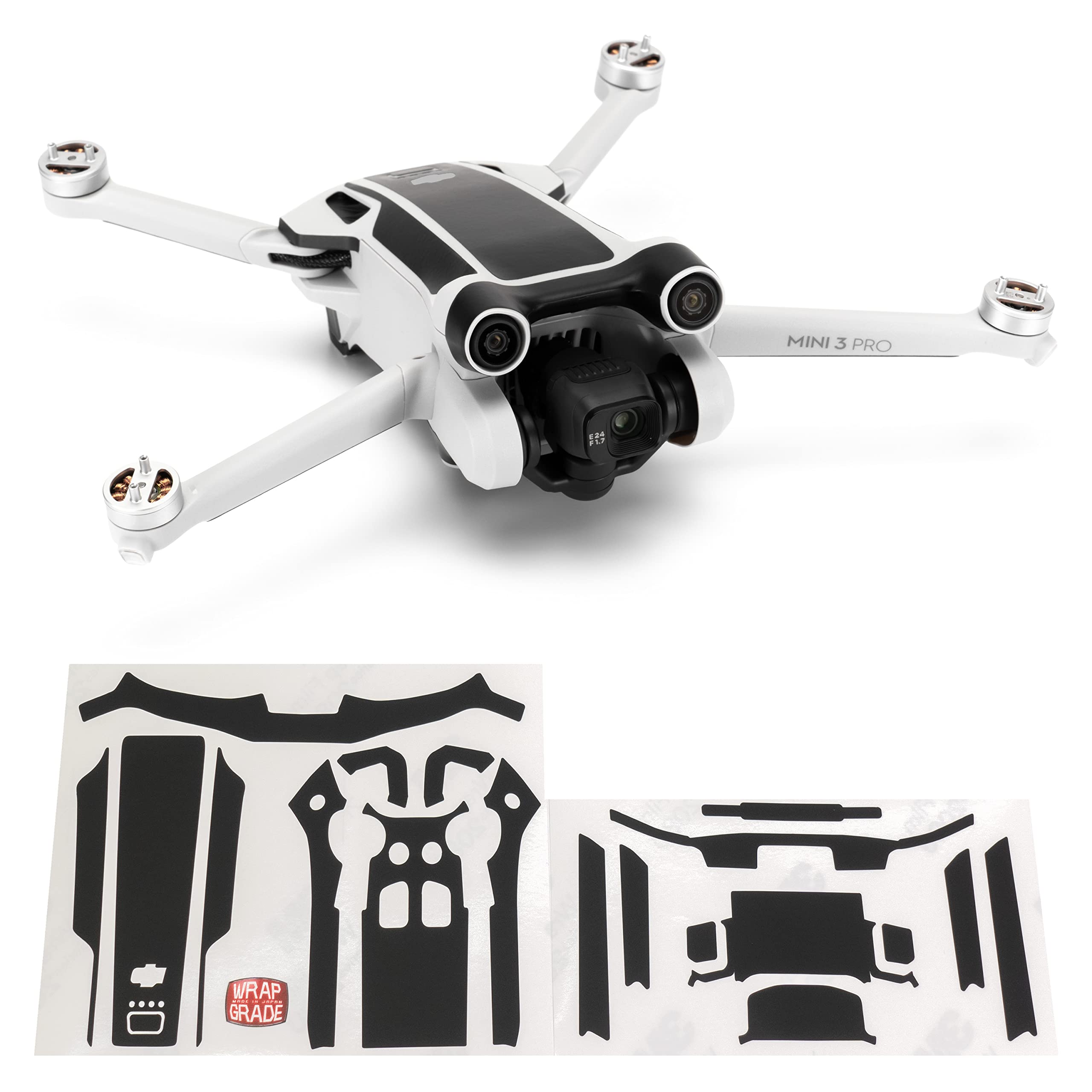 WRAPGRADE Skin Stickers compatible with DJI Mini 3 Pro | Accent Color (STEALTH BLACK)